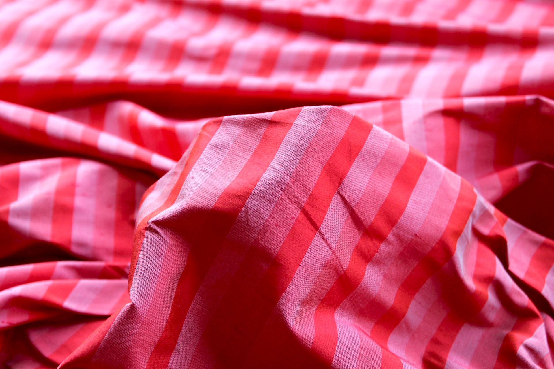 Wide Striped Silk Dupion - Tomato fabric, image 3 of 4