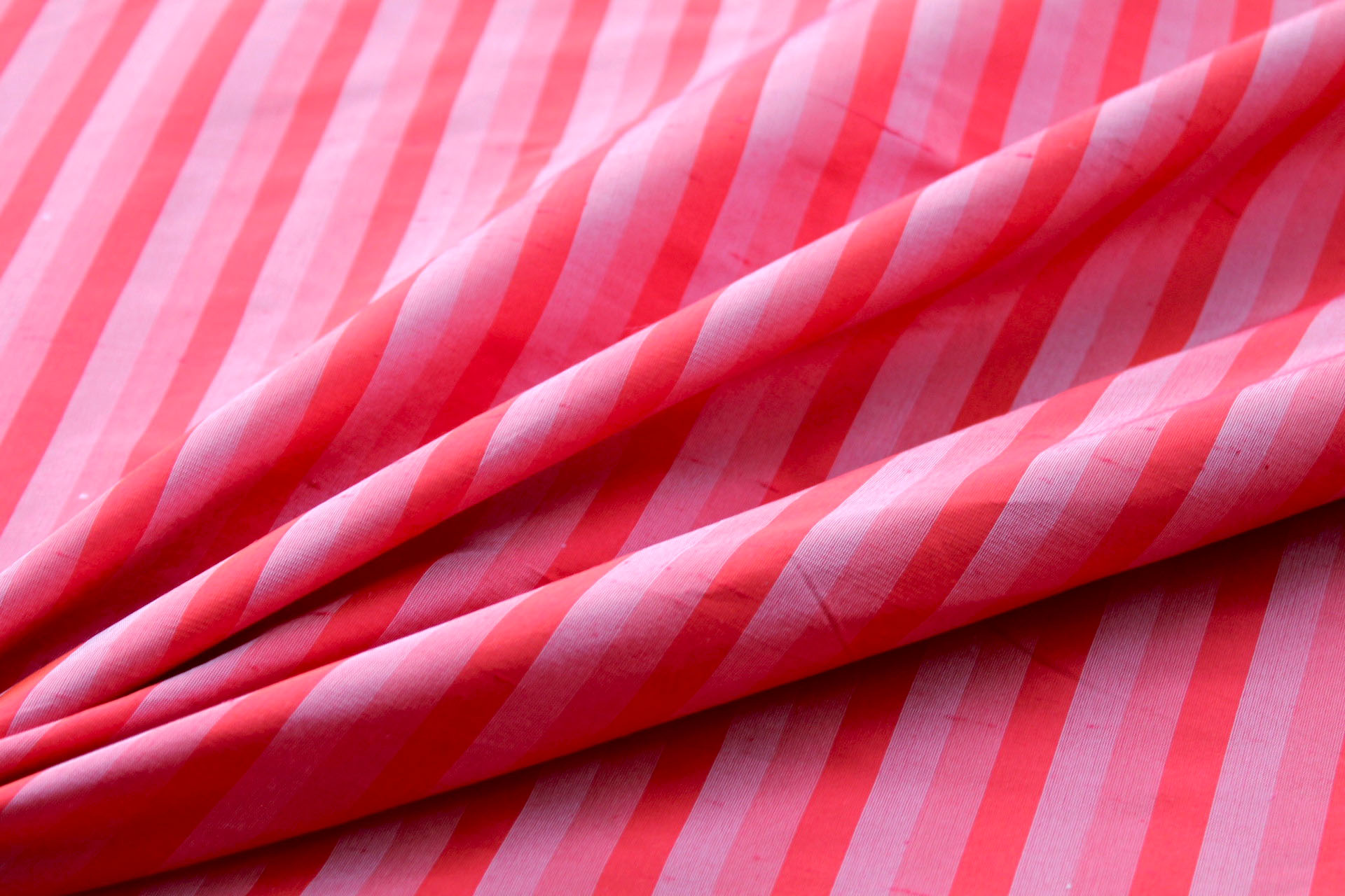 Wide Striped Silk Dupion - Tomato fabric, image 4 of 4