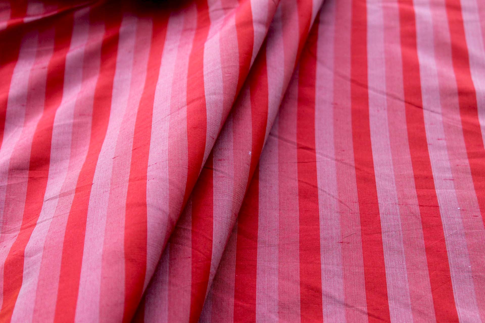 Wide Striped Silk Dupion - Tomato fabric