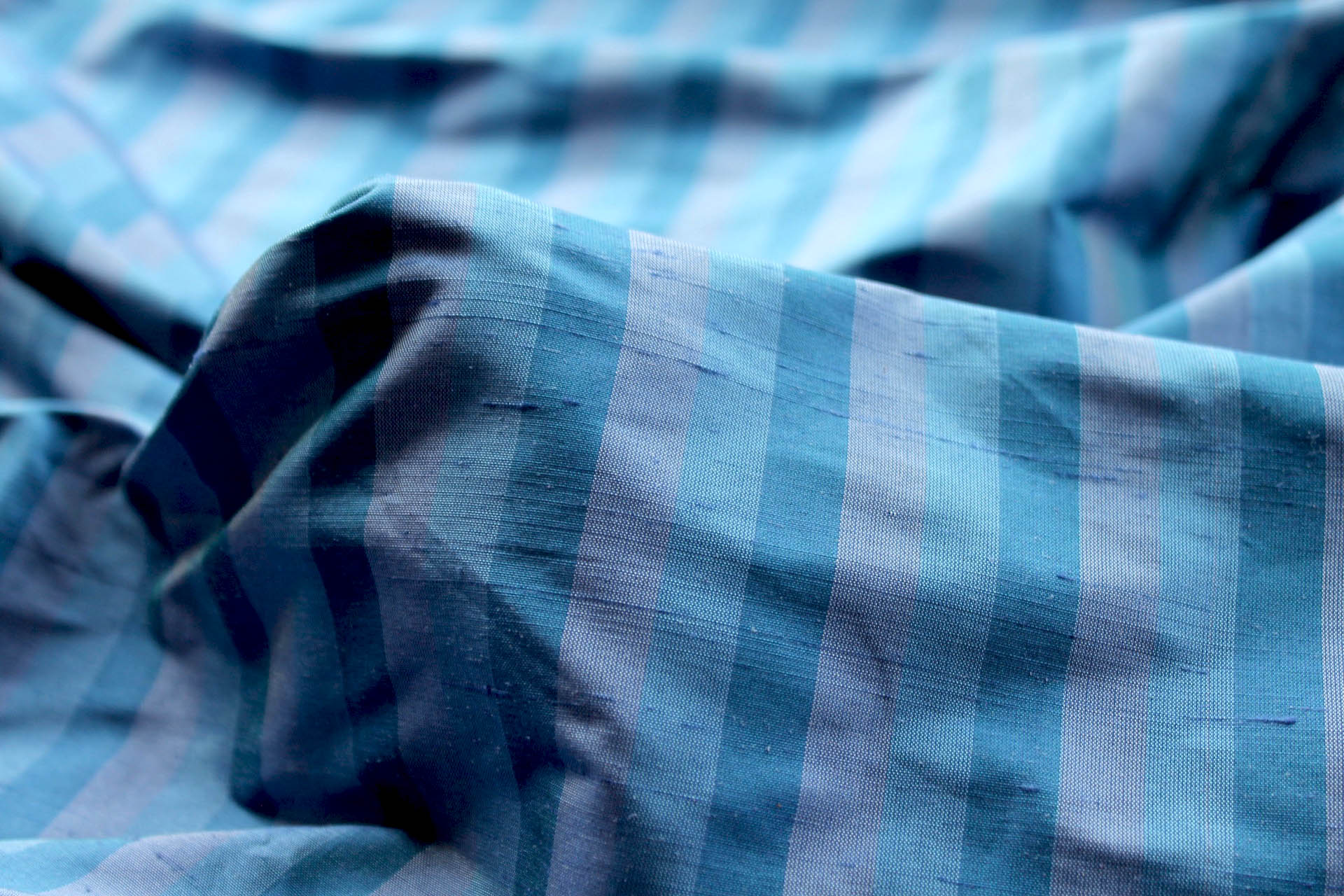 Wide Striped Silk Dupion - Blue fabric, image 3 of 4