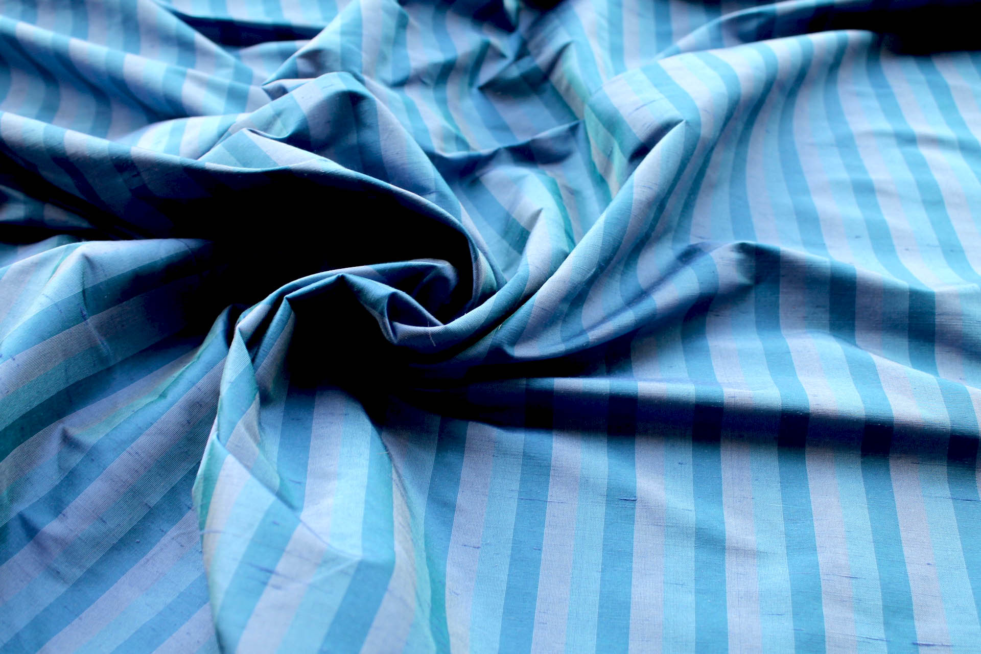 Wide Striped Silk Dupion - Blue fabric, image 4 of 4