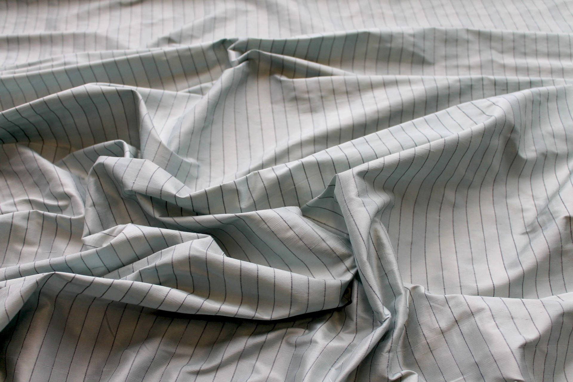 Wide Striped Silk Dupion - Duck Egg Blue fabric, image 3 of 5