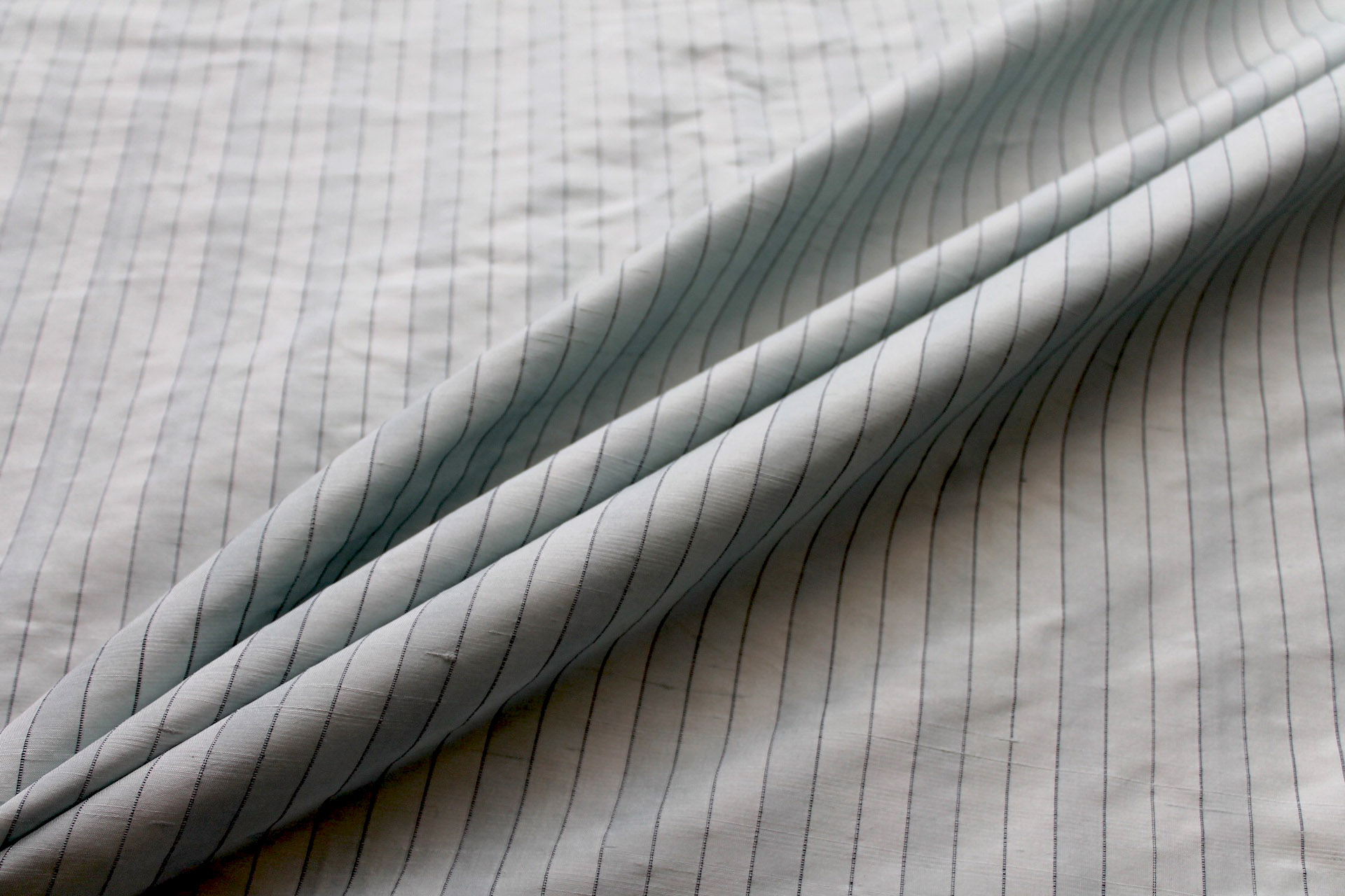 Wide Striped Silk Dupion - Duck Egg Blue fabric, image 4 of 5