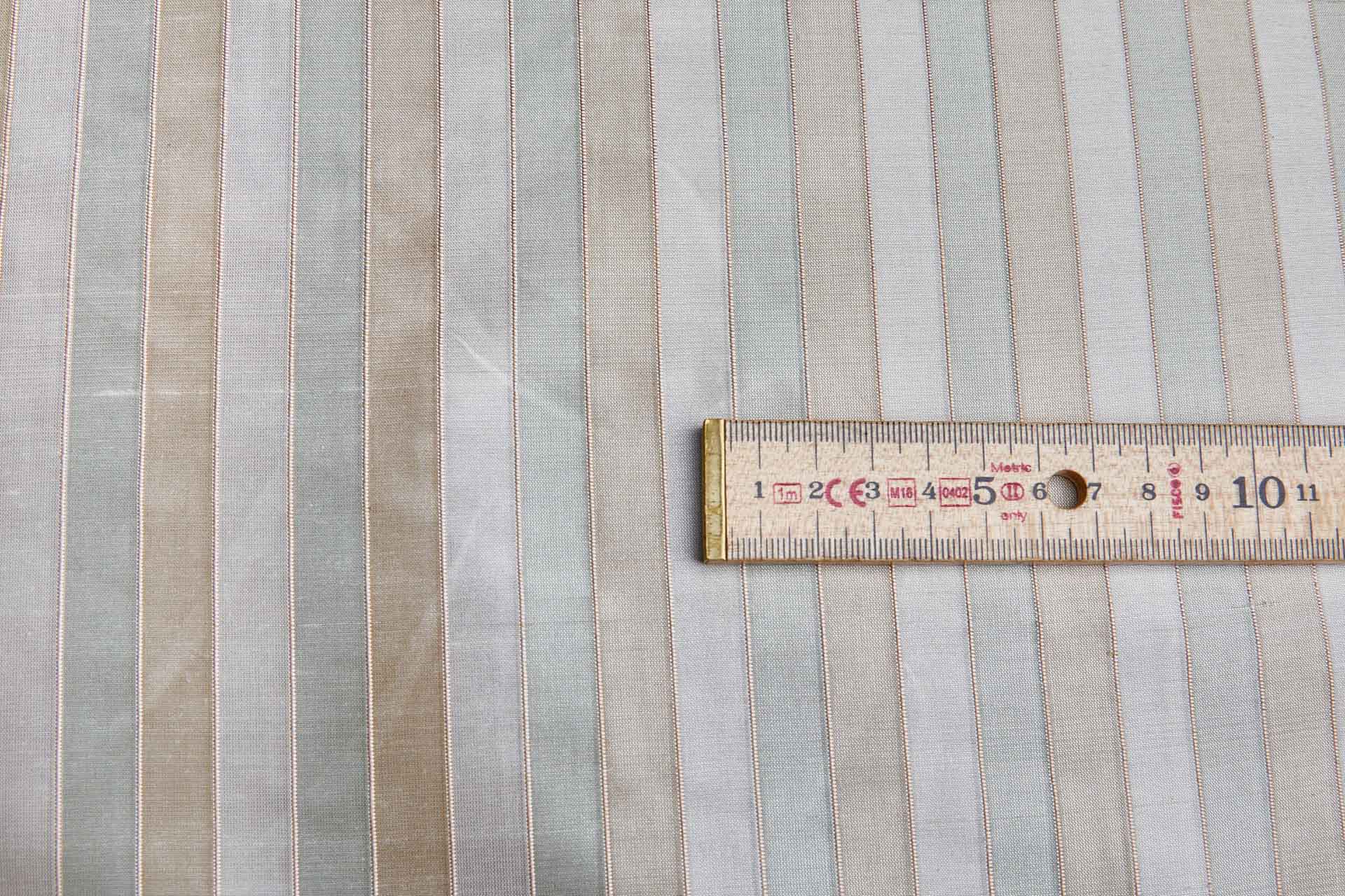 Wide Striped Silk Dupion - Cream Gold and Sage fabric, image 2 of 6