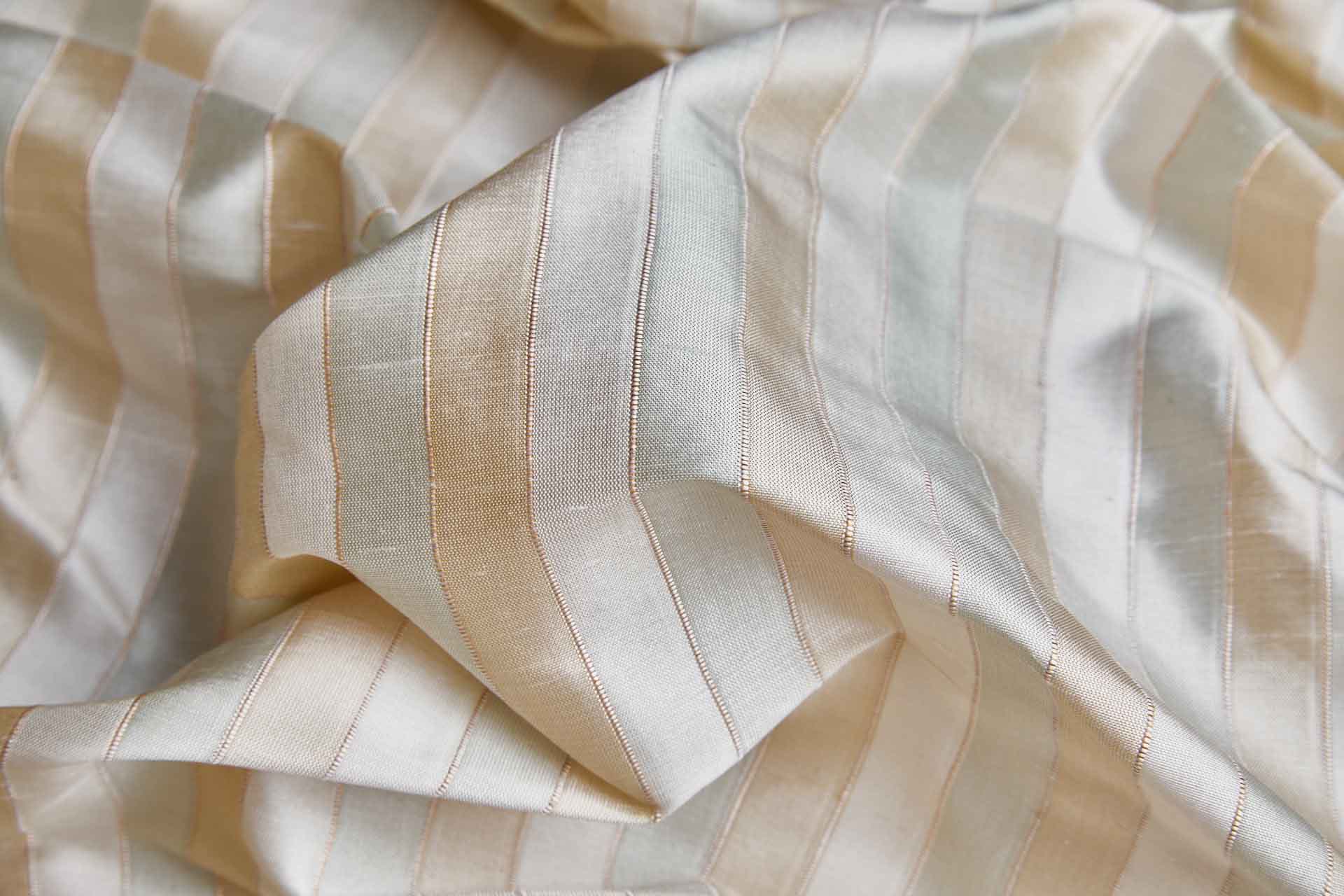 Wide Striped Silk Dupion - Cream Gold and Sage fabric, image 3 of 6