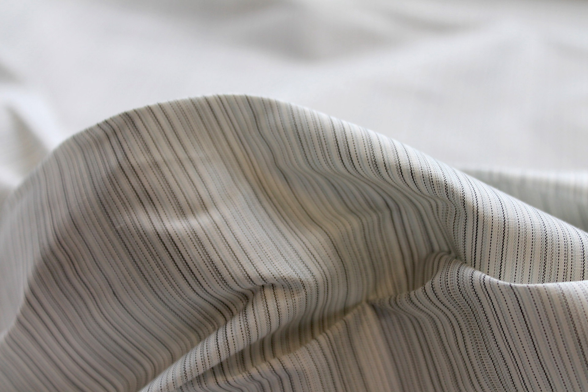 Striped Silk Dupion - White and Grey fabric, image 2 of 5