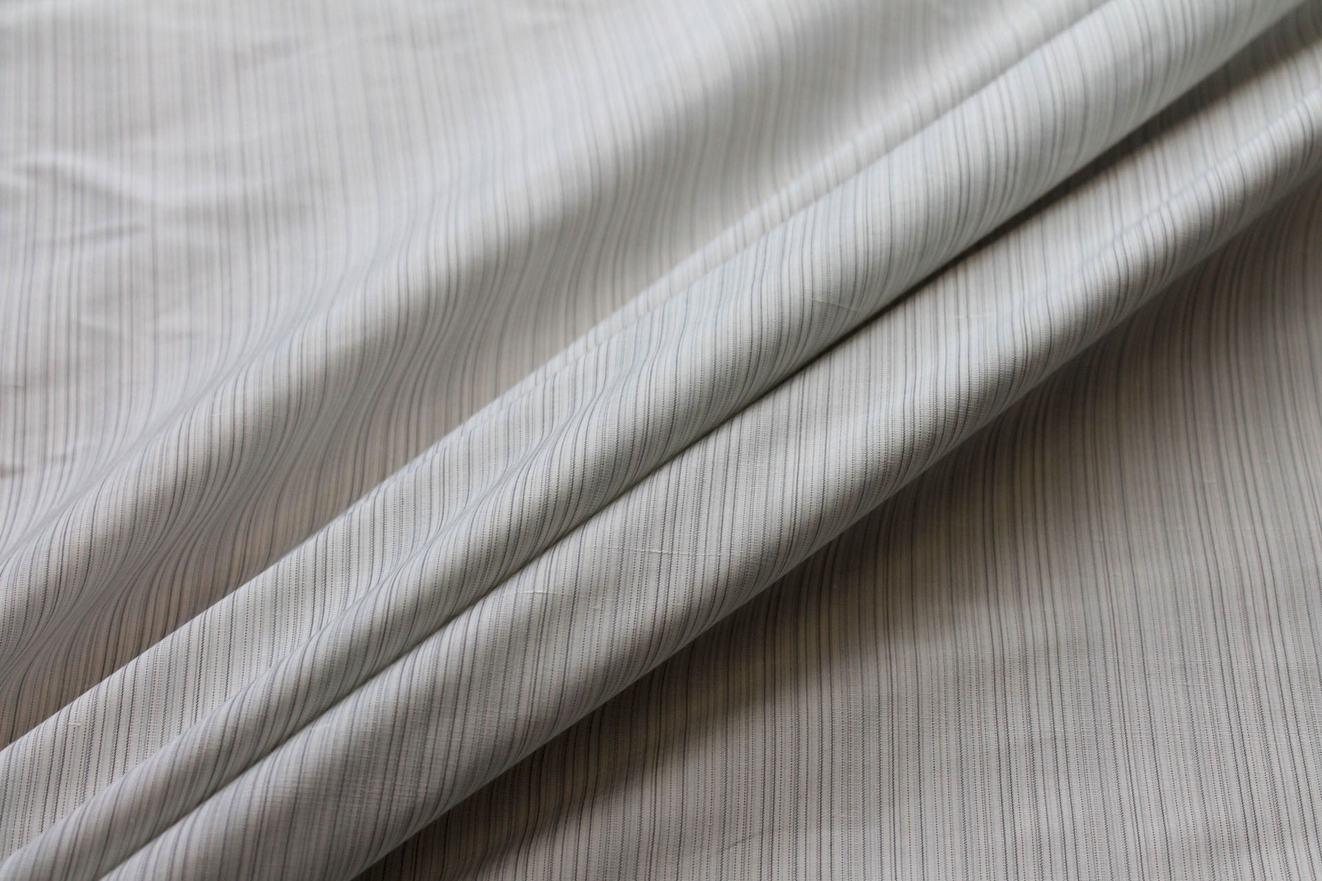 Striped Silk Dupion - White and Grey fabric, image 3 of 5