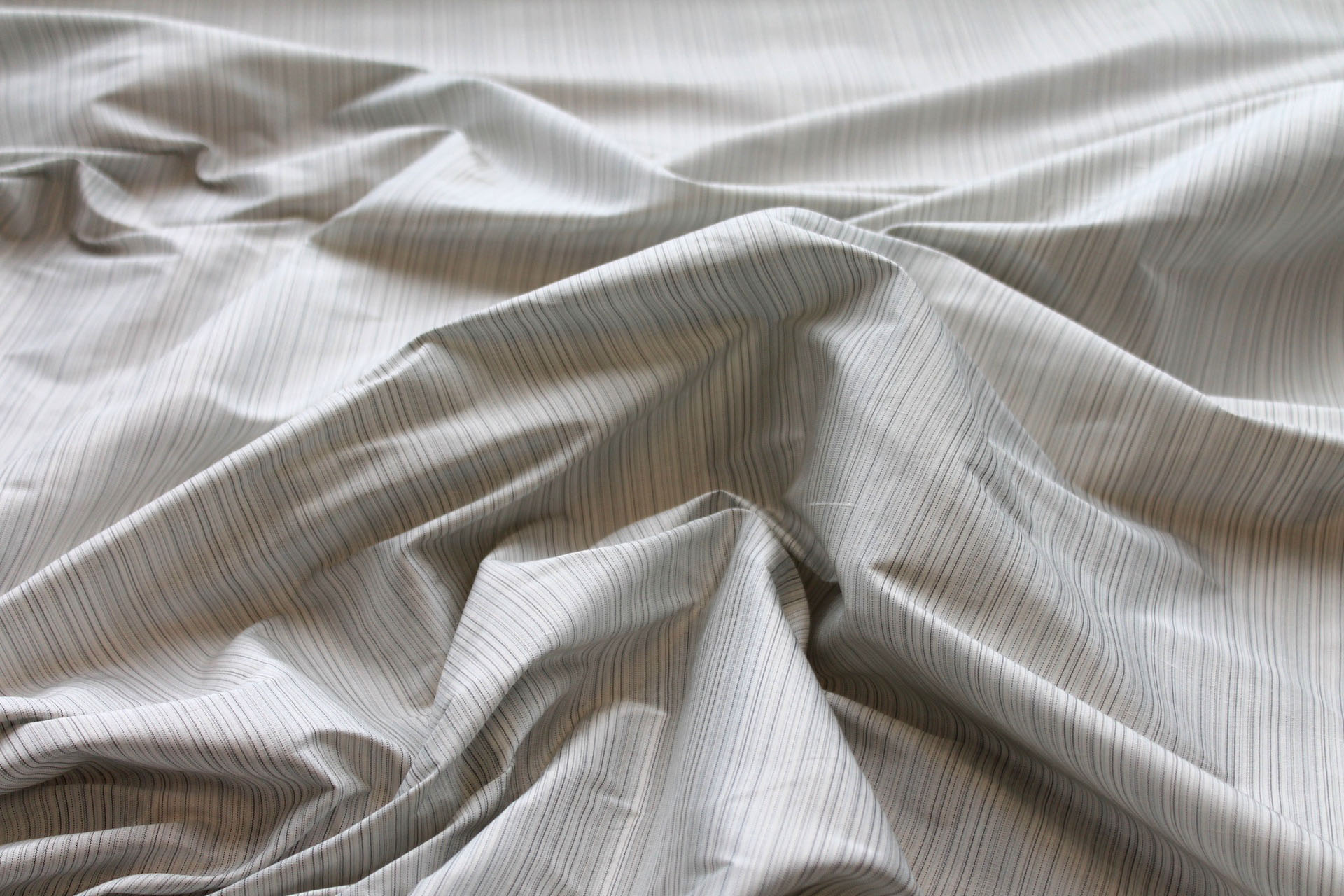 Striped Silk Dupion - White and Grey fabric, image 4 of 5