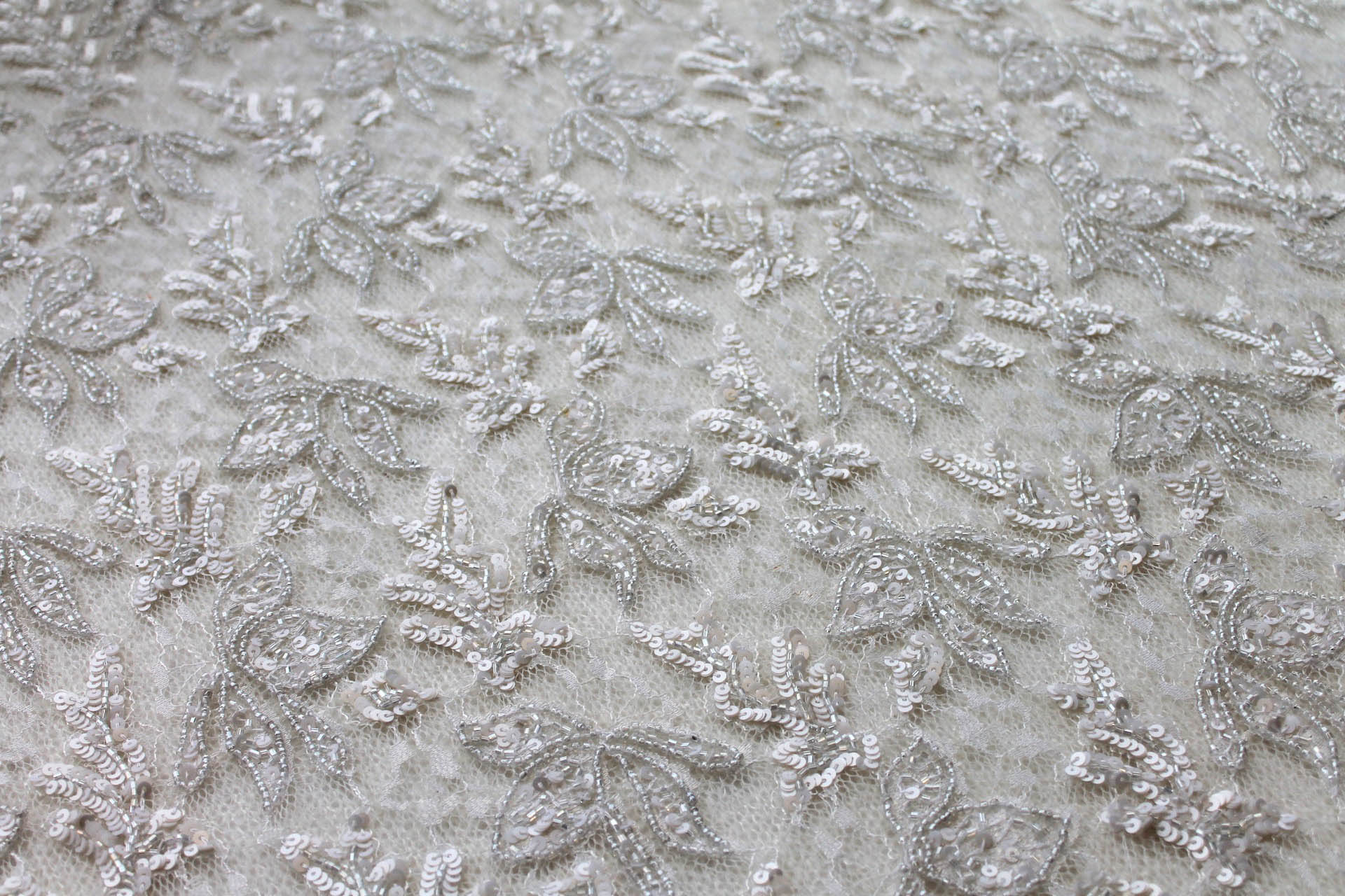 Beaded and Sequinned Lace in Ivory fabric, image 4 of 8