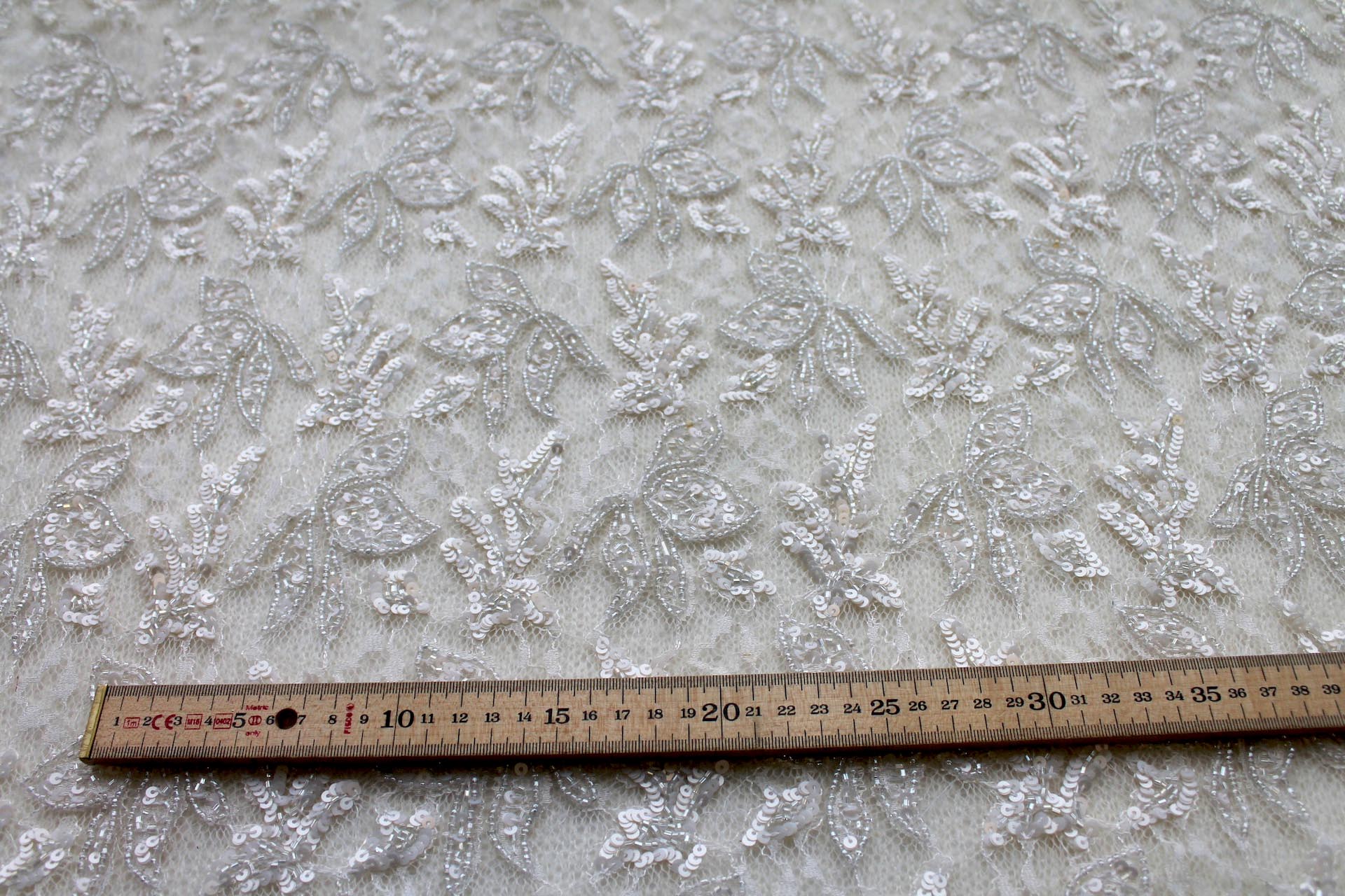 Beaded and Sequinned Lace in Ivory fabric, image 6 of 8