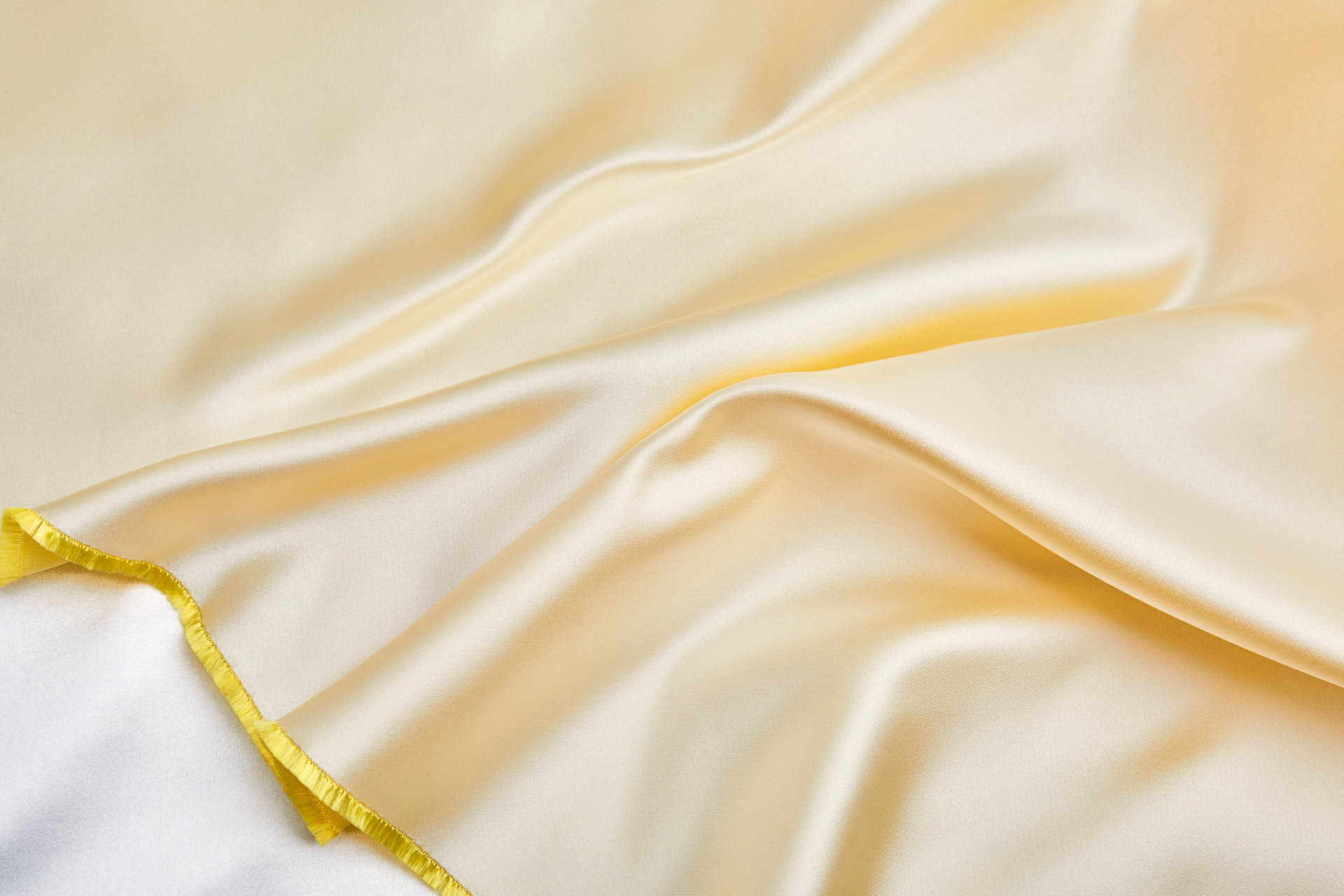 French Double Sided Acetate Duchess Satin - Ivory shot Yellow fabric, image 2 of 10