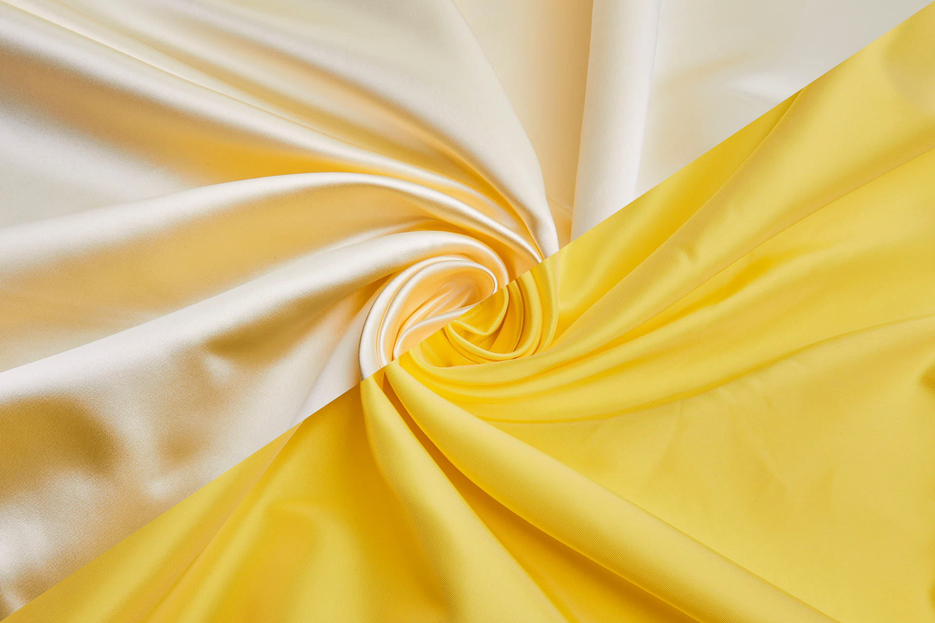 French Double Sided Acetate Duchess Satin - Ivory shot Yellow fabric
