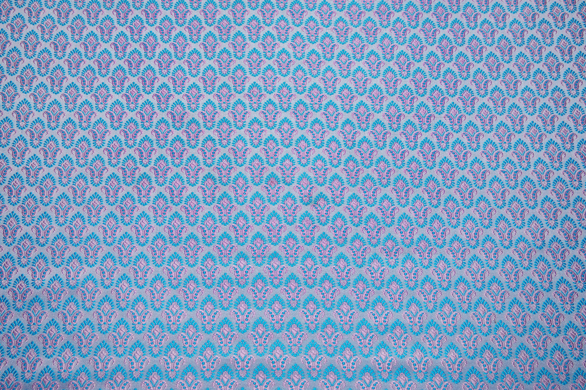 Small PatternBanaras Brocade - Turquoise and Pink fabric, image 5 of 9