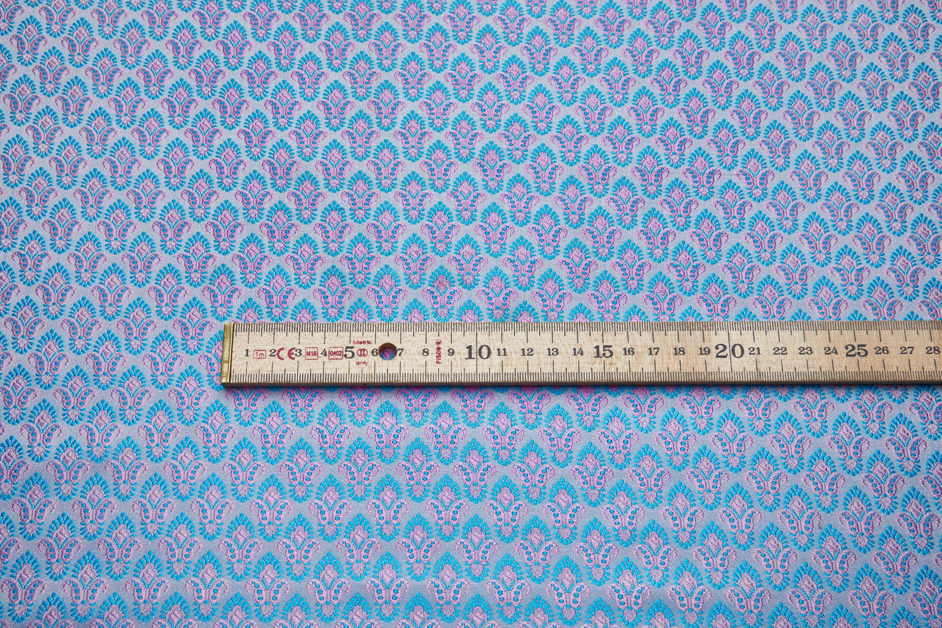 Small PatternBanaras Brocade - Turquoise and Pink fabric, image 9 of 9