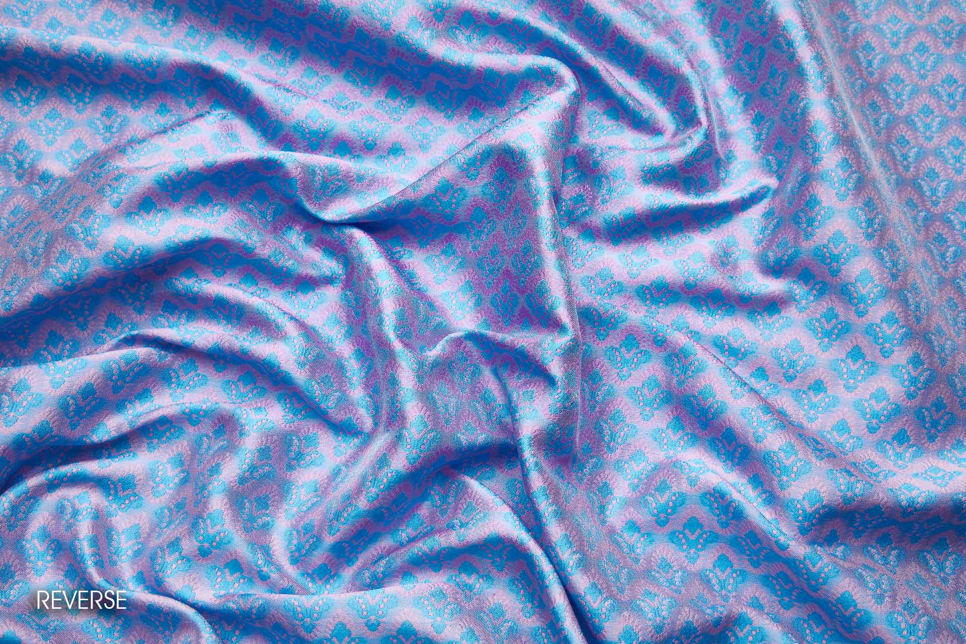 Small PatternBanaras Brocade - Turquoise and Pink fabric, image 8 of 9
