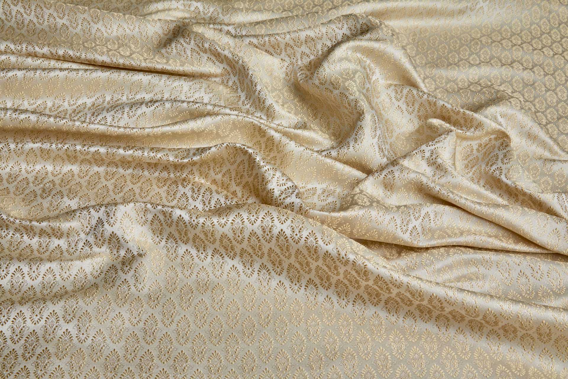 Banaras Brocade - Creamy Gold fabric, image 3 of 8