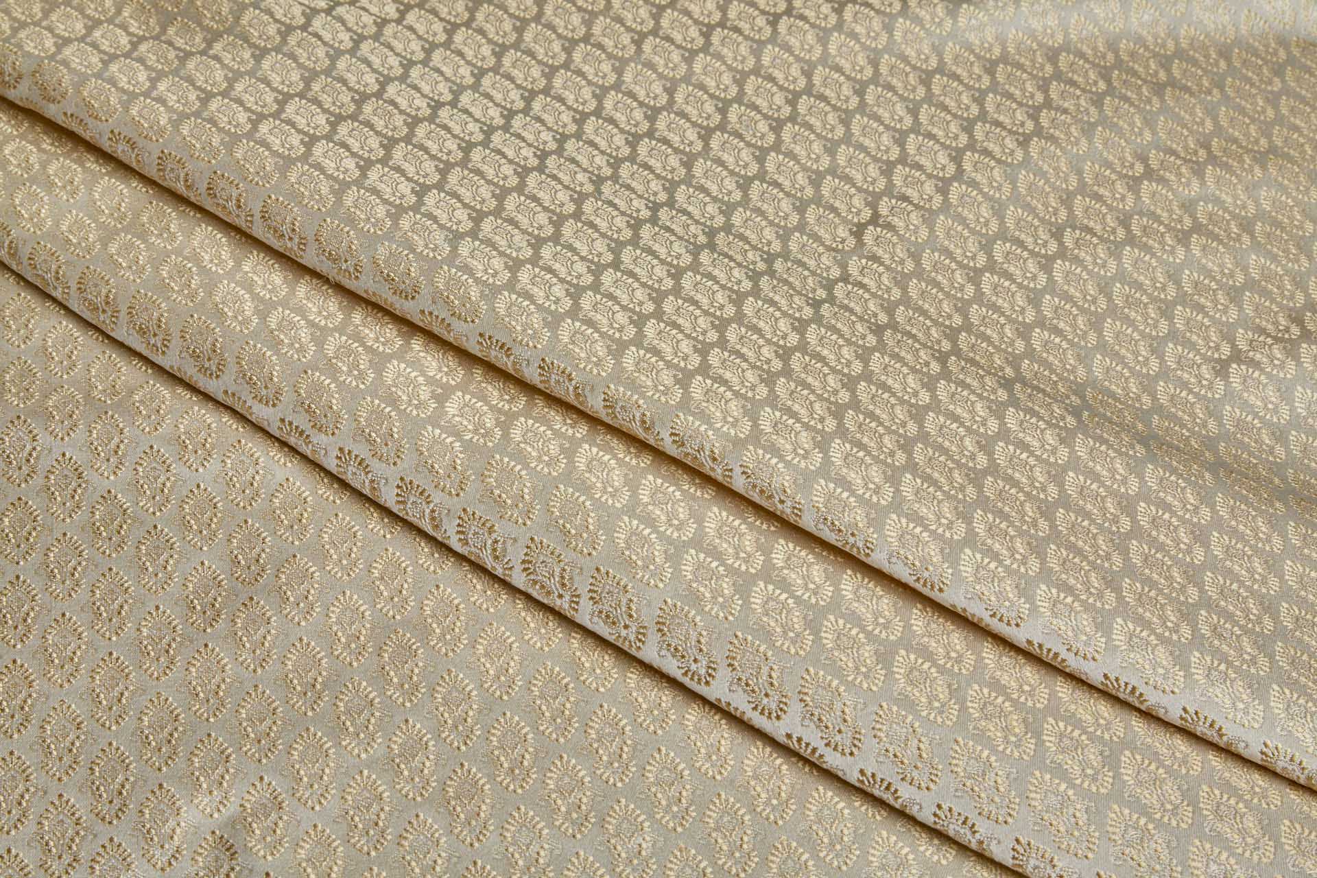 Banaras Brocade - Creamy Gold fabric, image 4 of 8
