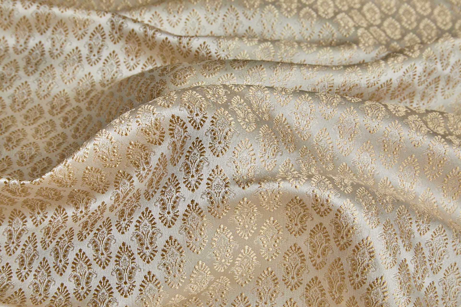 Banaras Brocade - Creamy Gold fabric, image 5 of 8