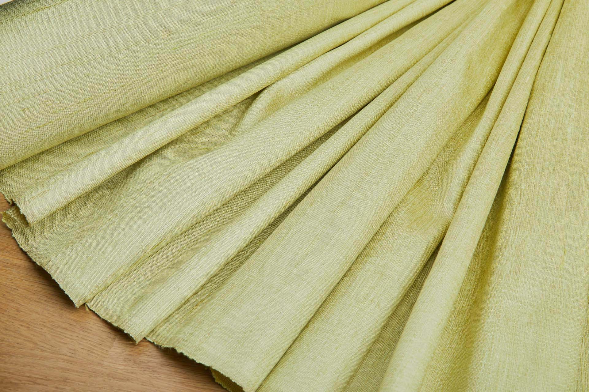 Lime Textured Raw Silk fabric, image 3 of 7