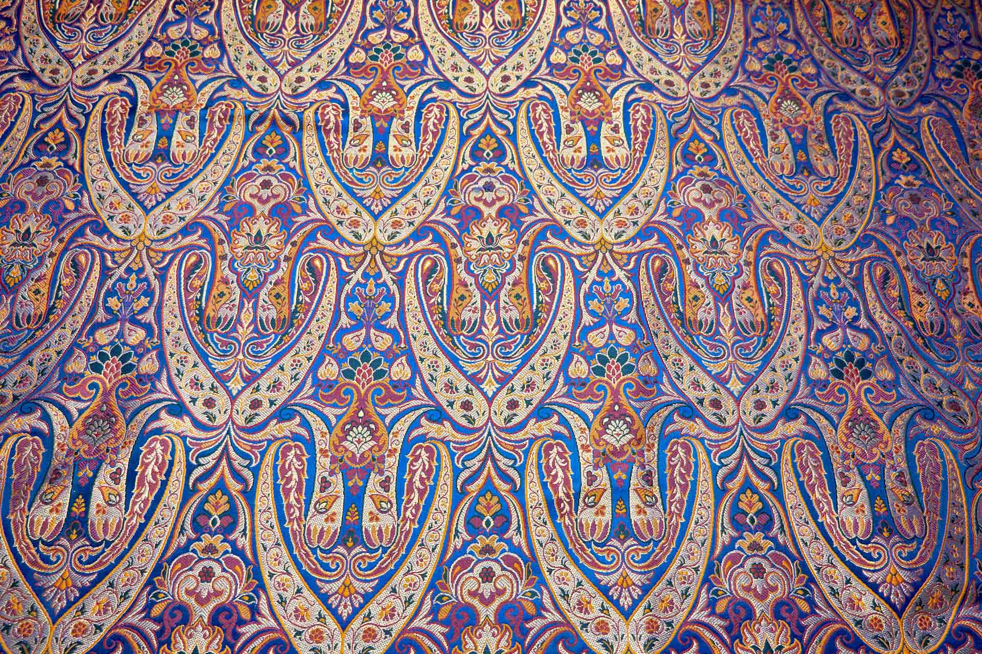 Heavy Banaras Brocade - Royal Blue, Red, Turmeric and Gold fabric, image 8 of 8