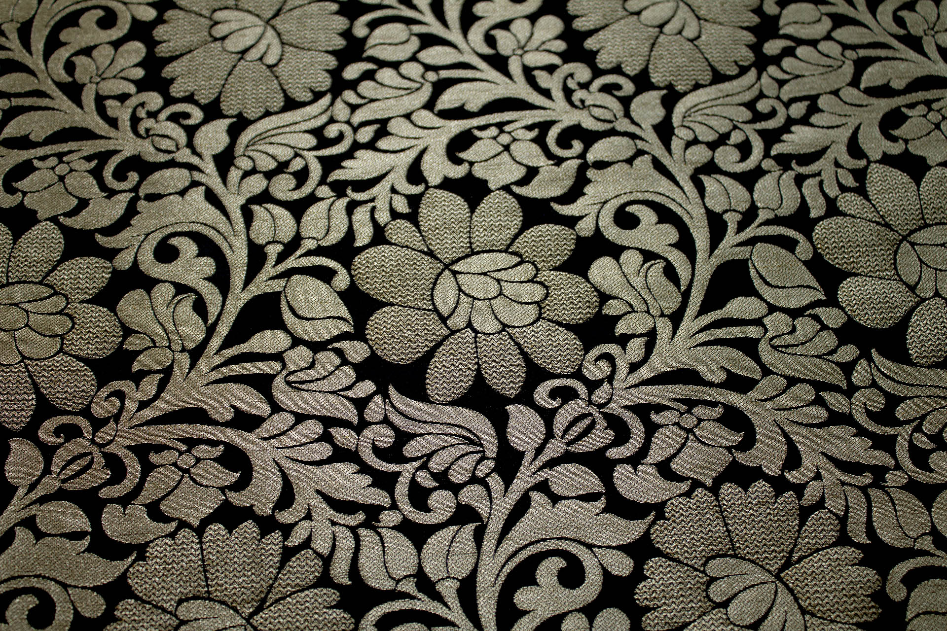 Black and Gold Metallic Floral Brocade fabric, image 3 of 6