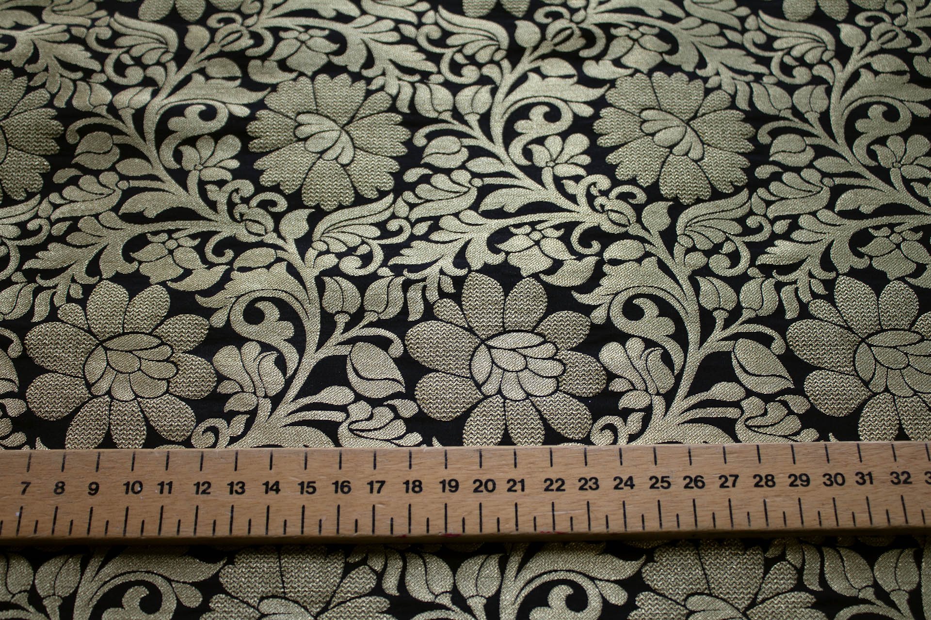 Black and Gold Metallic Floral Brocade fabric, image 5 of 6