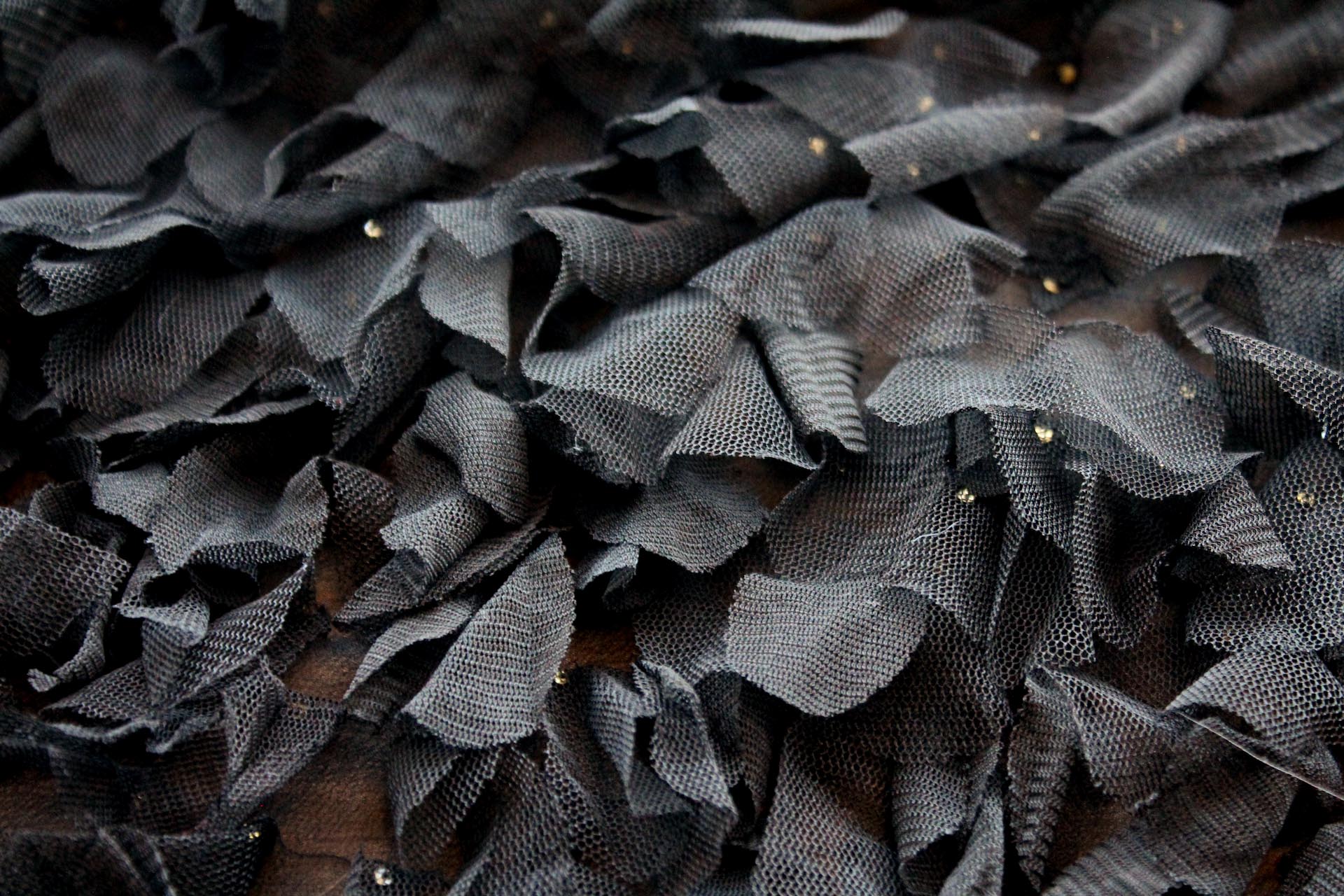 Petal Tulle on Silk Chiffon - Black fabric, image 2 of 6
