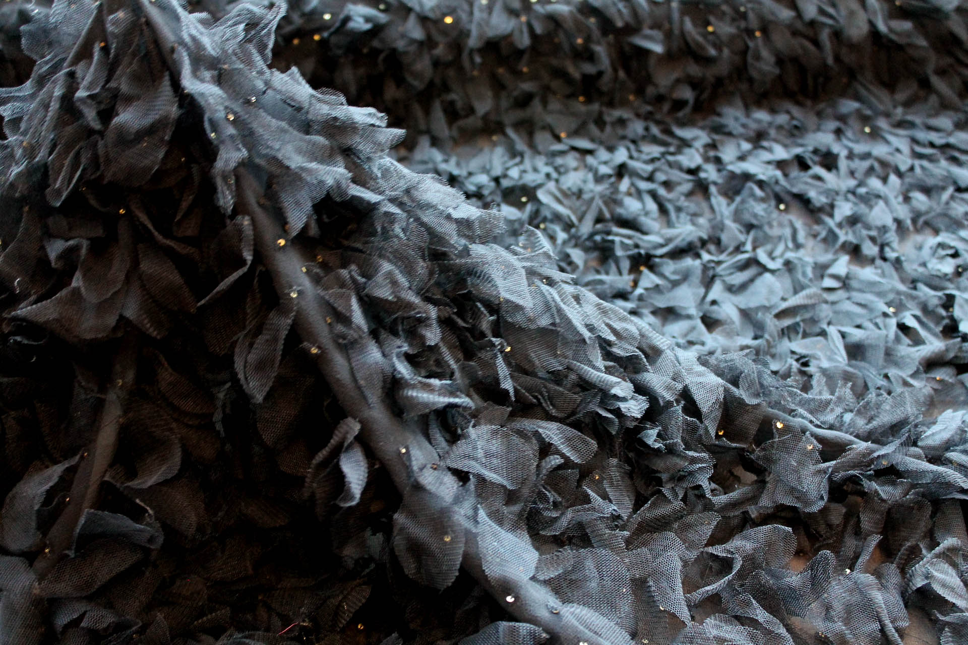 Petal Tulle on Silk Chiffon - Black fabric