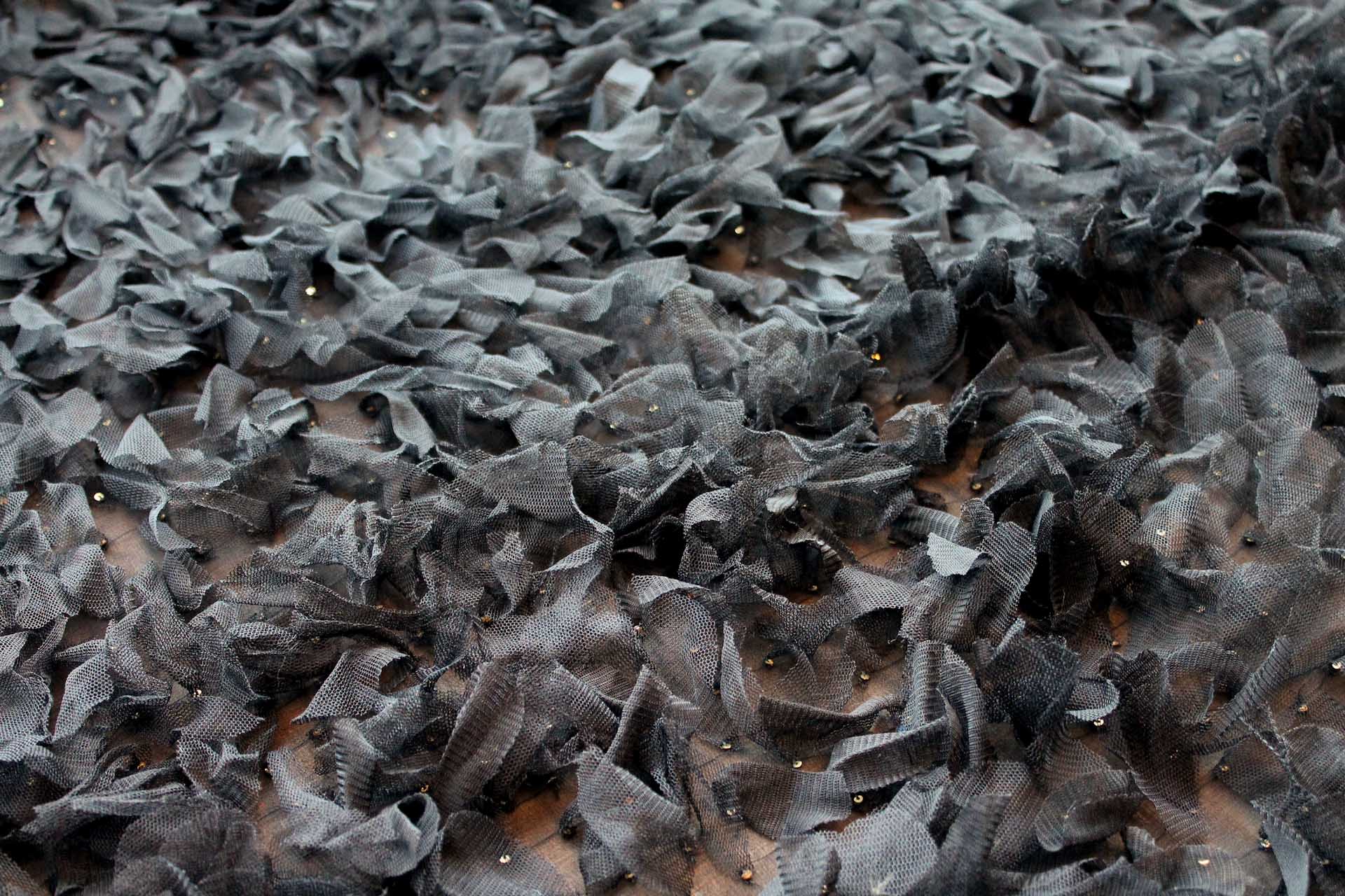 Petal Tulle on Silk Chiffon - Black fabric, image 5 of 6