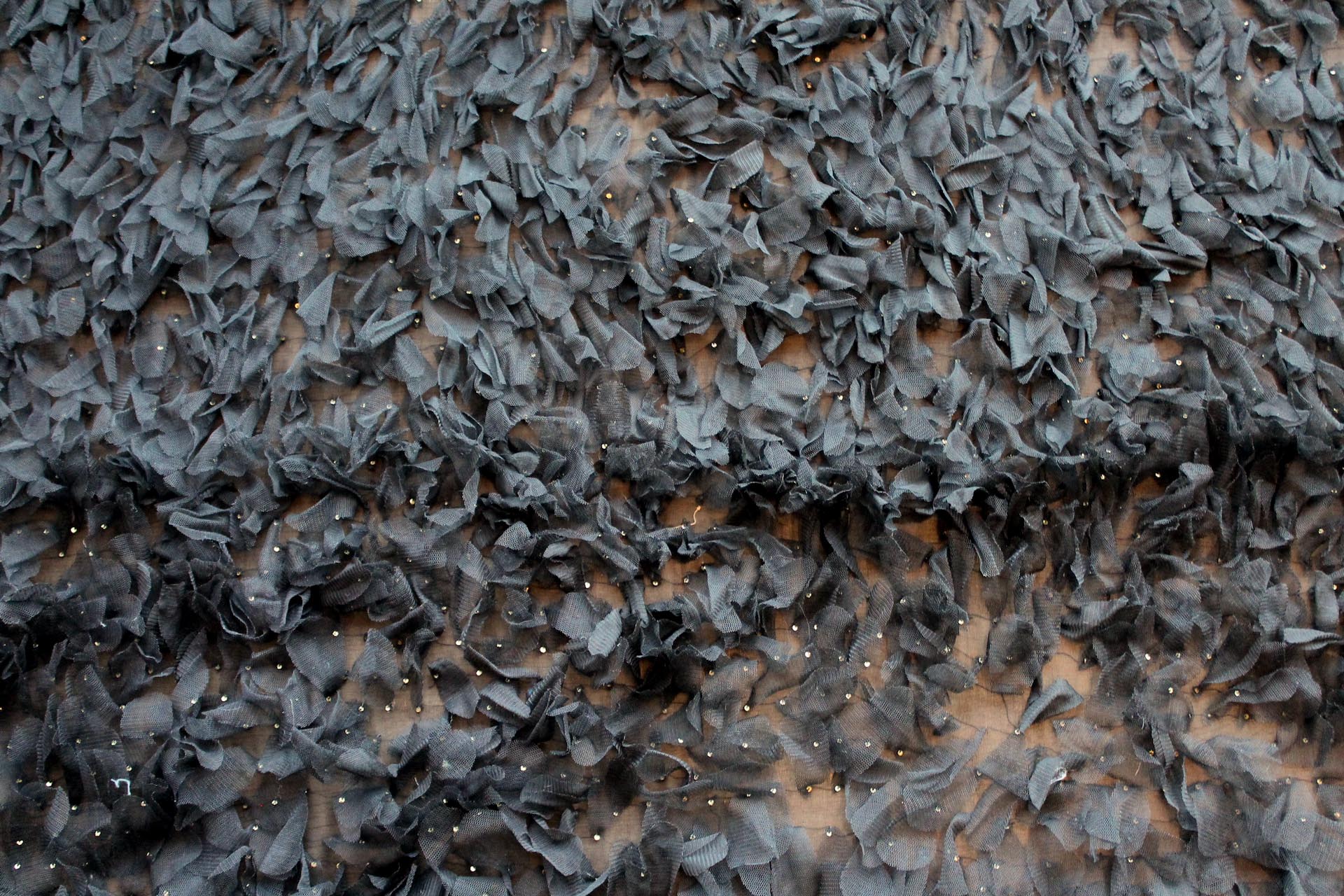 Petal Tulle on Silk Chiffon - Black fabric, image 6 of 6