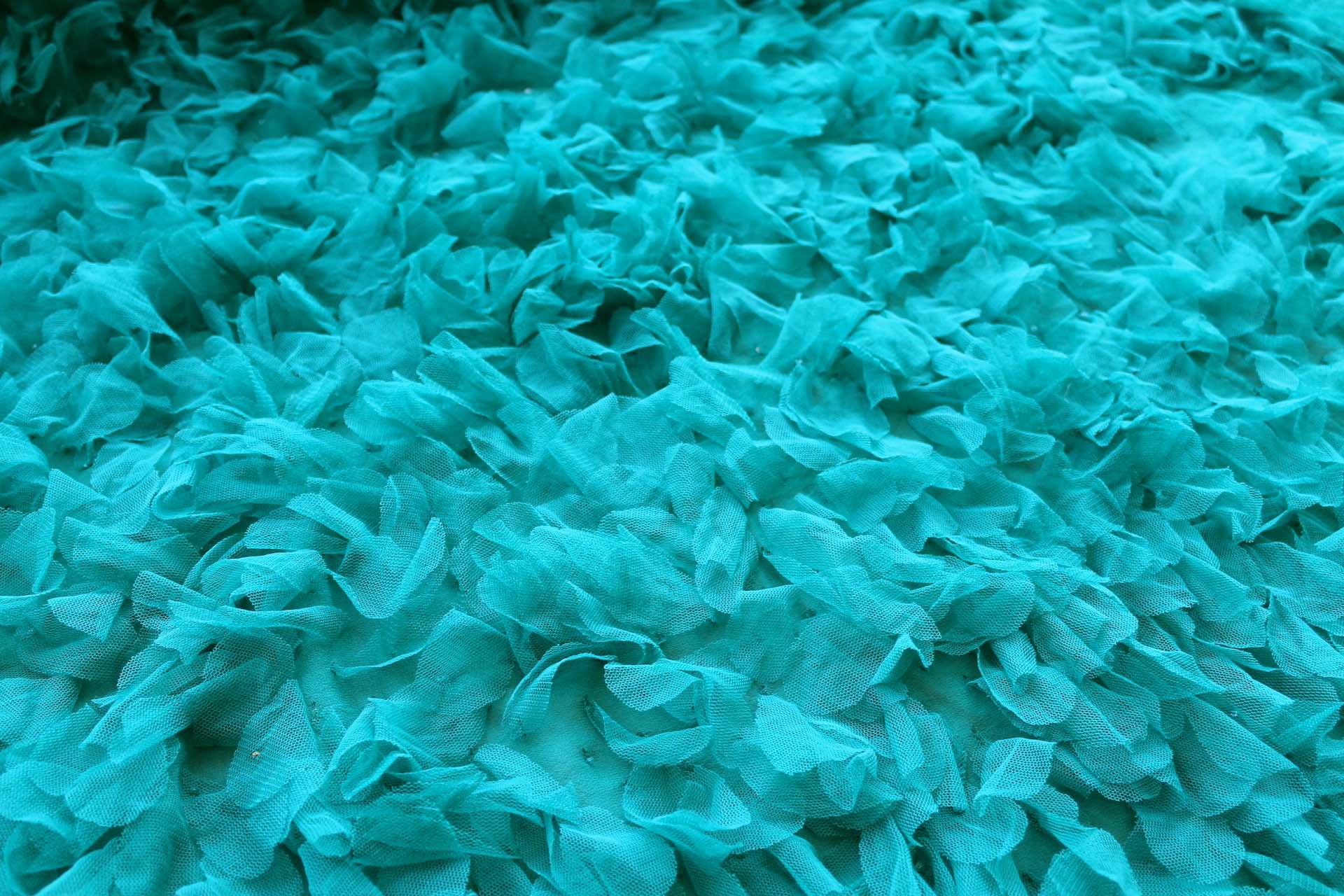 Petal Tulle on Silk Chiffon - Peacock Green fabric, image 2 of 6
