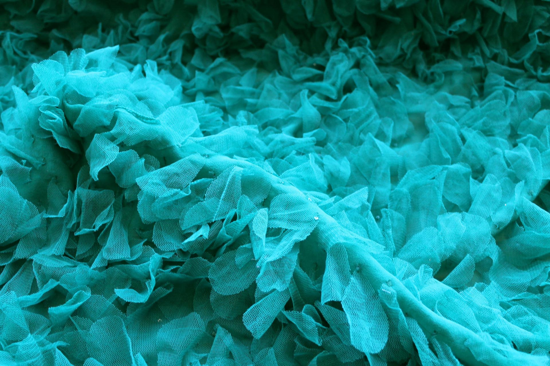 Petal Tulle on Silk Chiffon - Peacock Green fabric, image 6 of 6