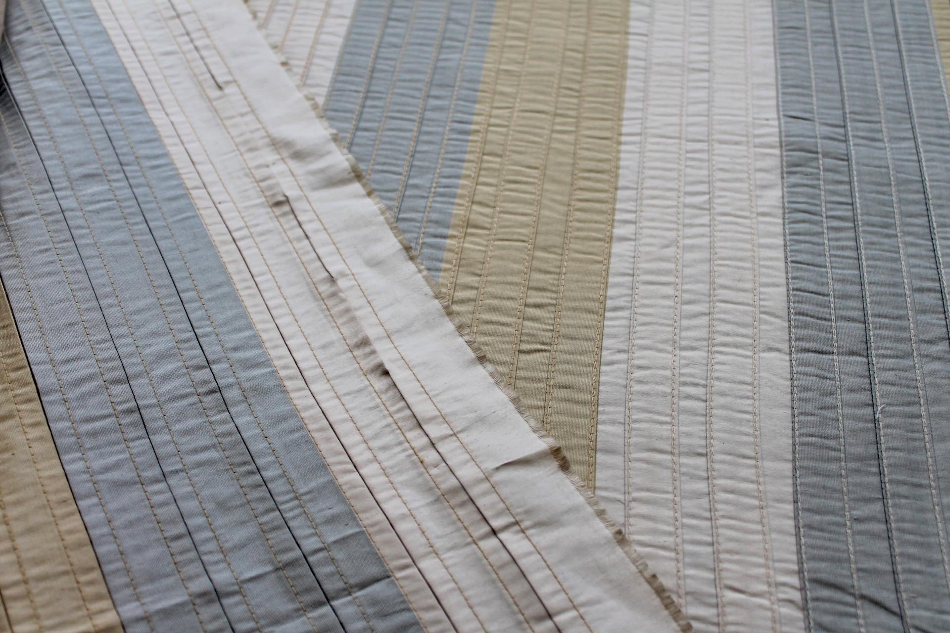 Pin-tuck Striped Silk - Blue Gold fabric, image 6 of 6