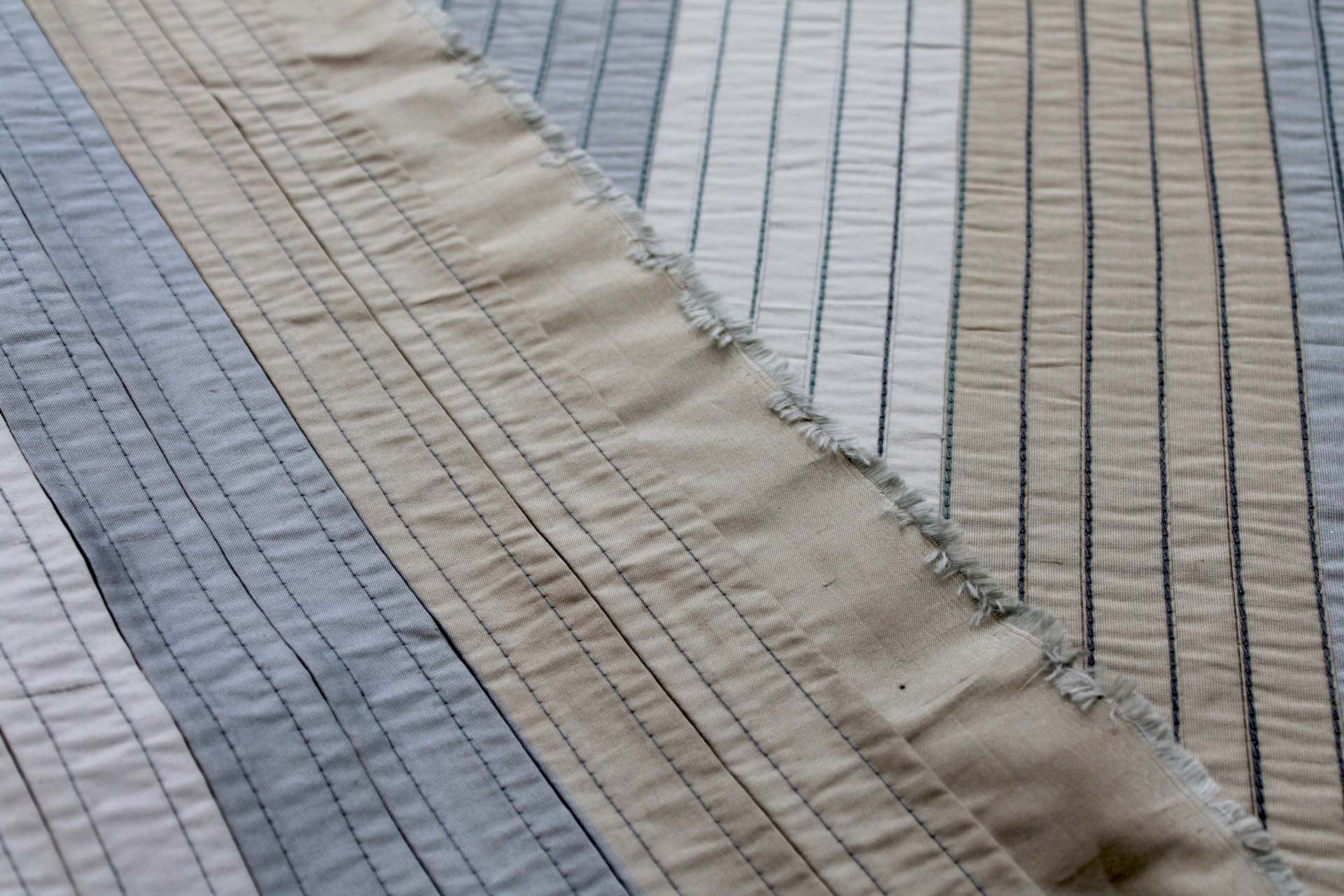 Pin-tuck Striped Silk - Blue Green fabric, image 3 of 6