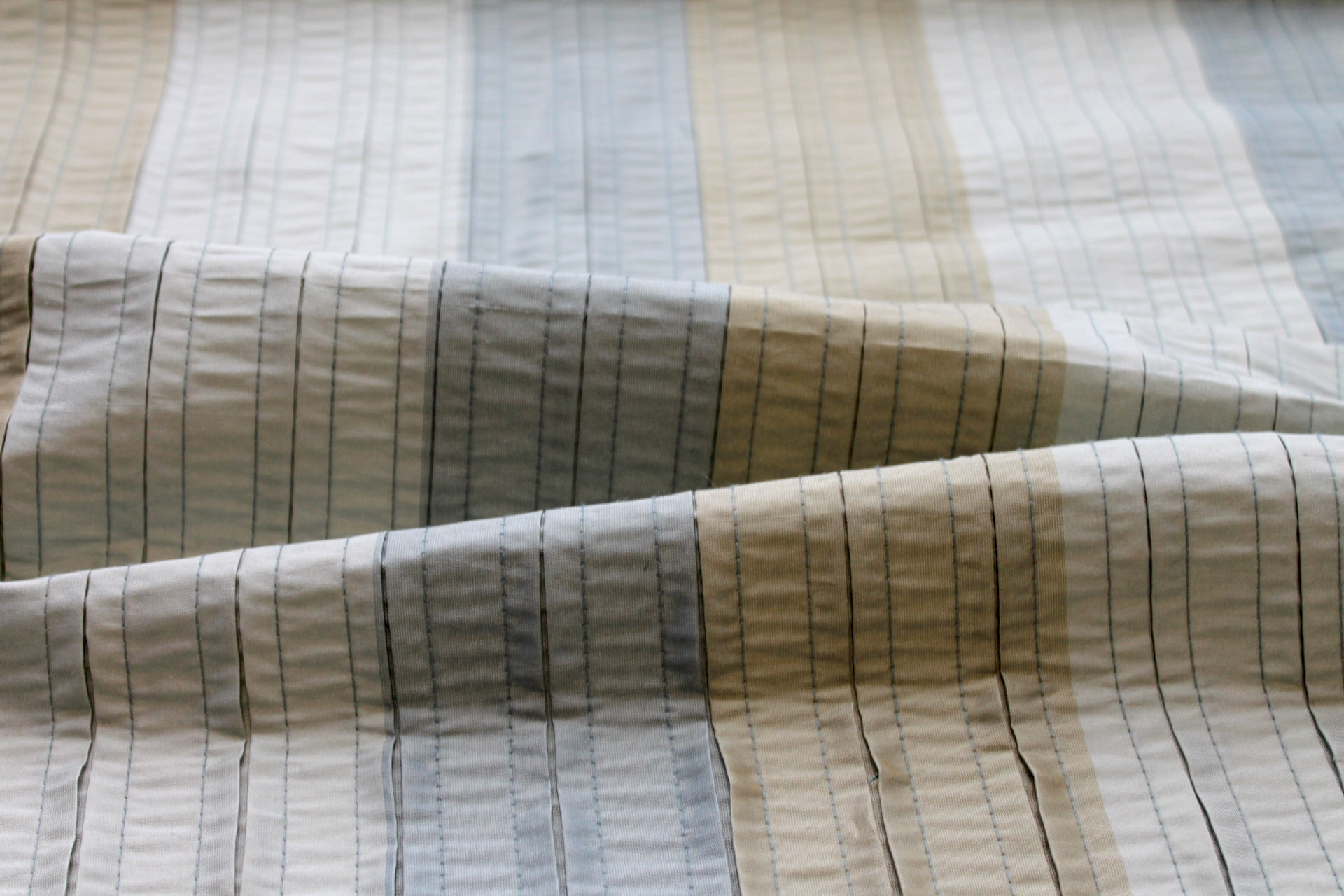 Pin-tuck Striped Silk - Blue Green fabric, image 5 of 6