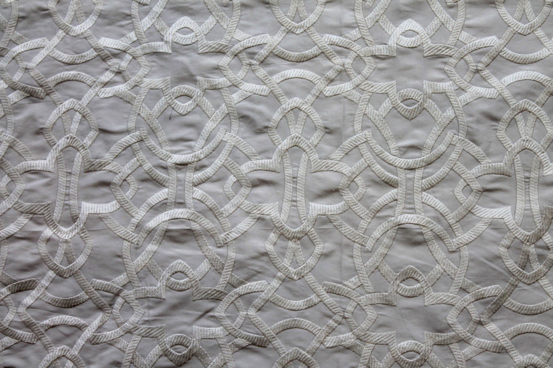 NEW VERSION - Geometric Embroidered Silk Dupion - Creamy Ivory fabric, image 7 of 7