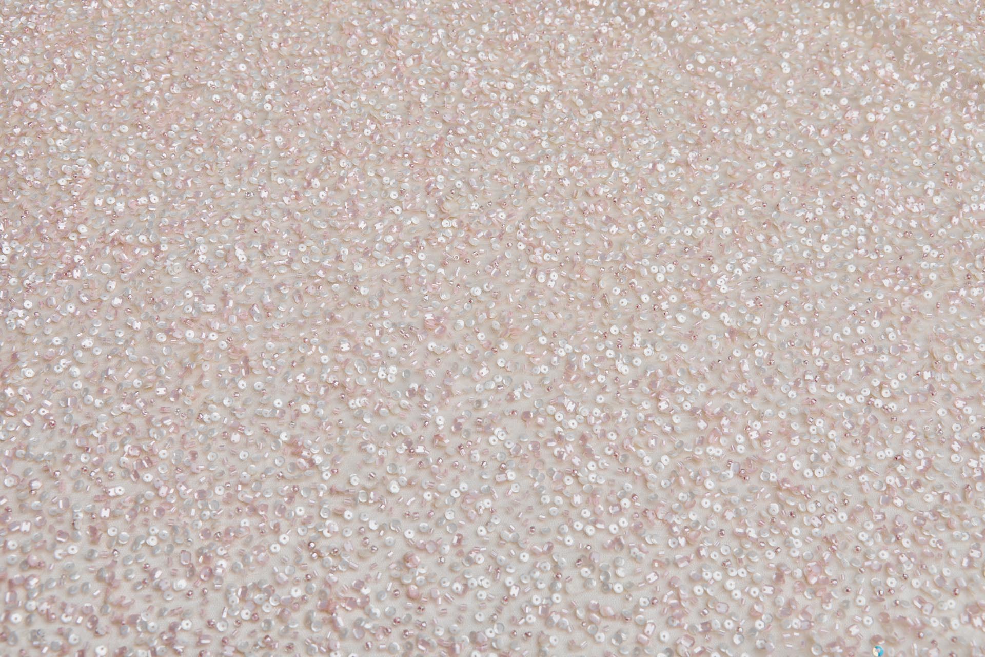 Pink and Ivory Sequins and Pink Beads on Tulle fabric, image 4 of 7