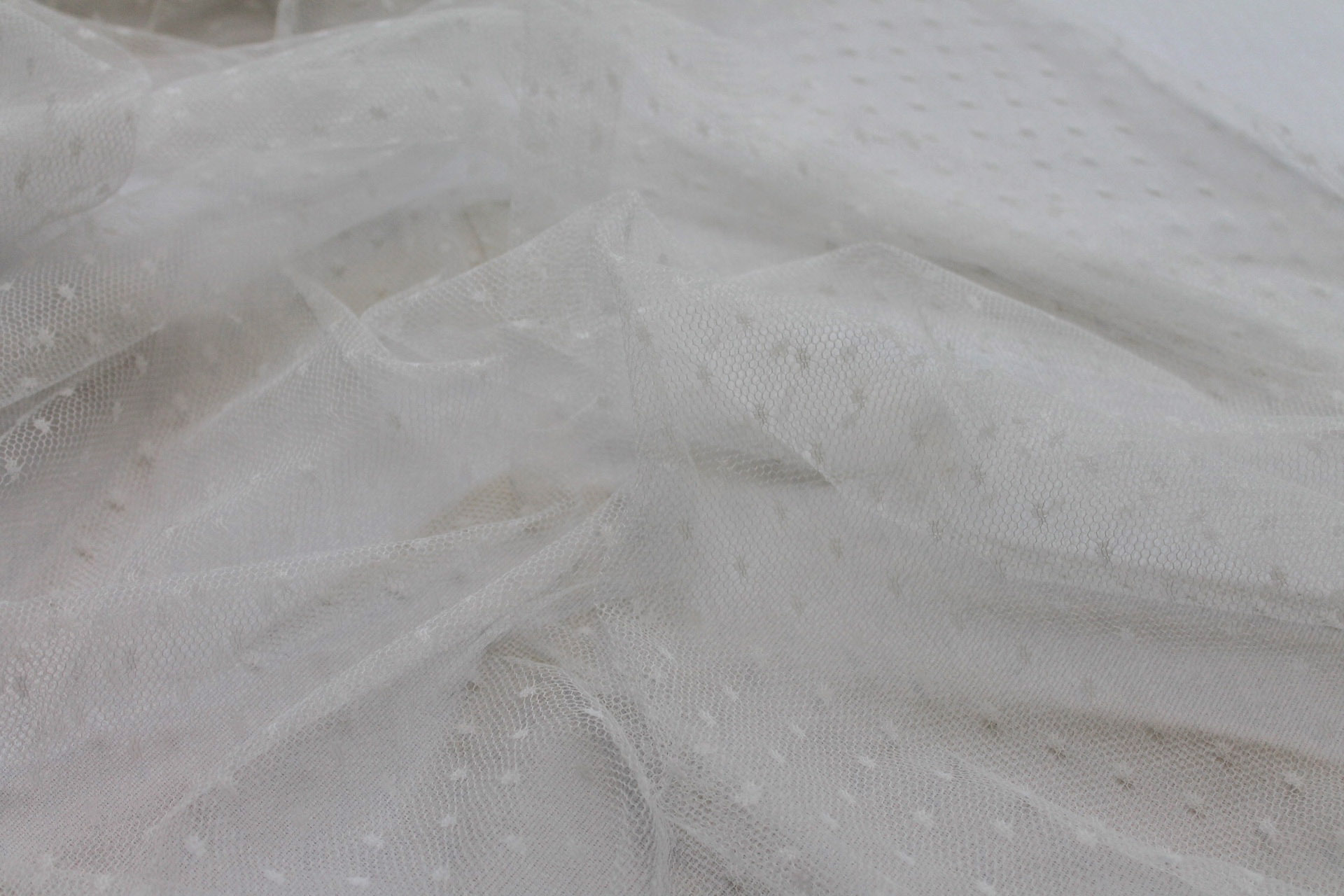 Spot / Dot Tulle - Ivory fabric, image 5 of 7