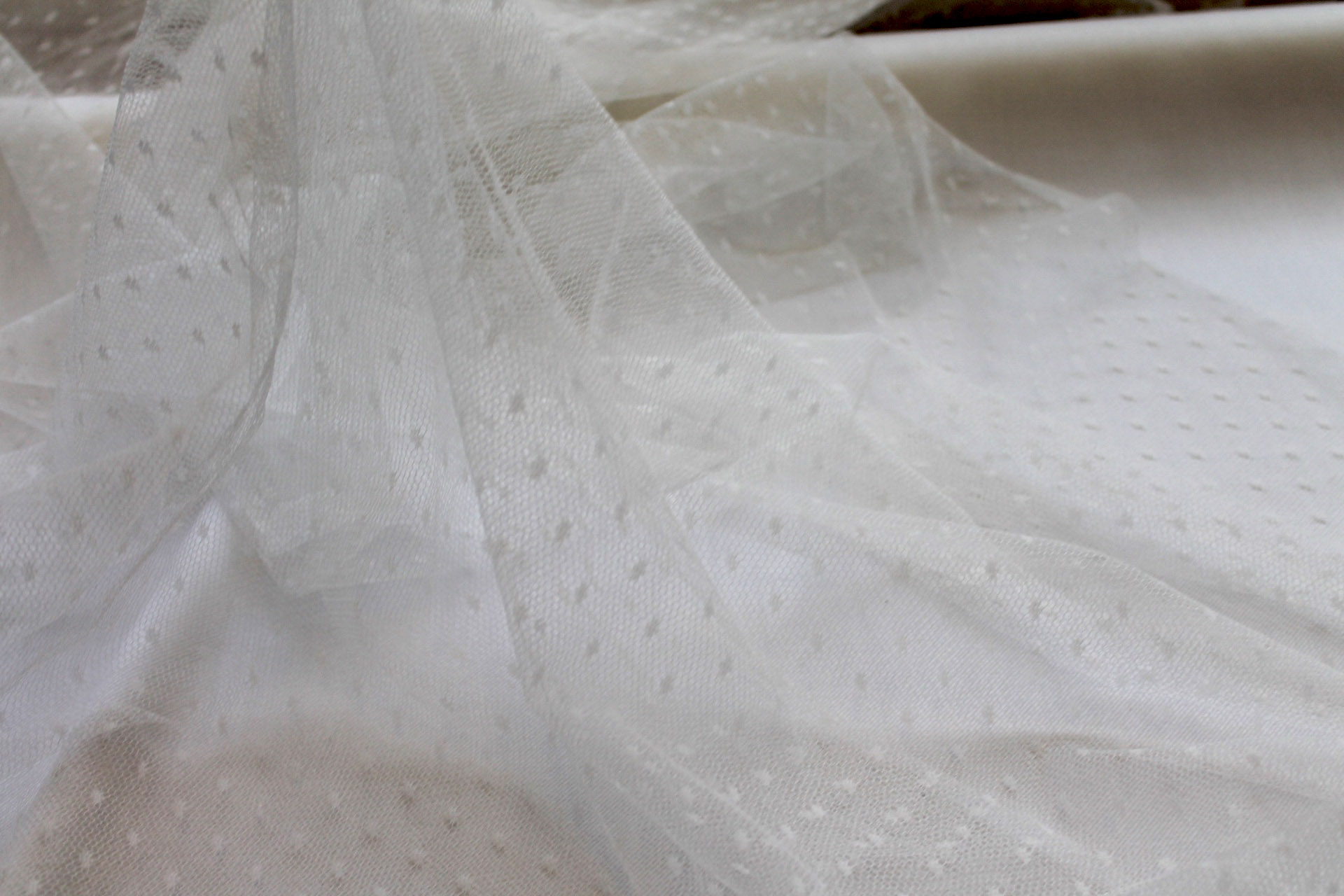 Spot / Dot Tulle - Ivory fabric, image 6 of 7