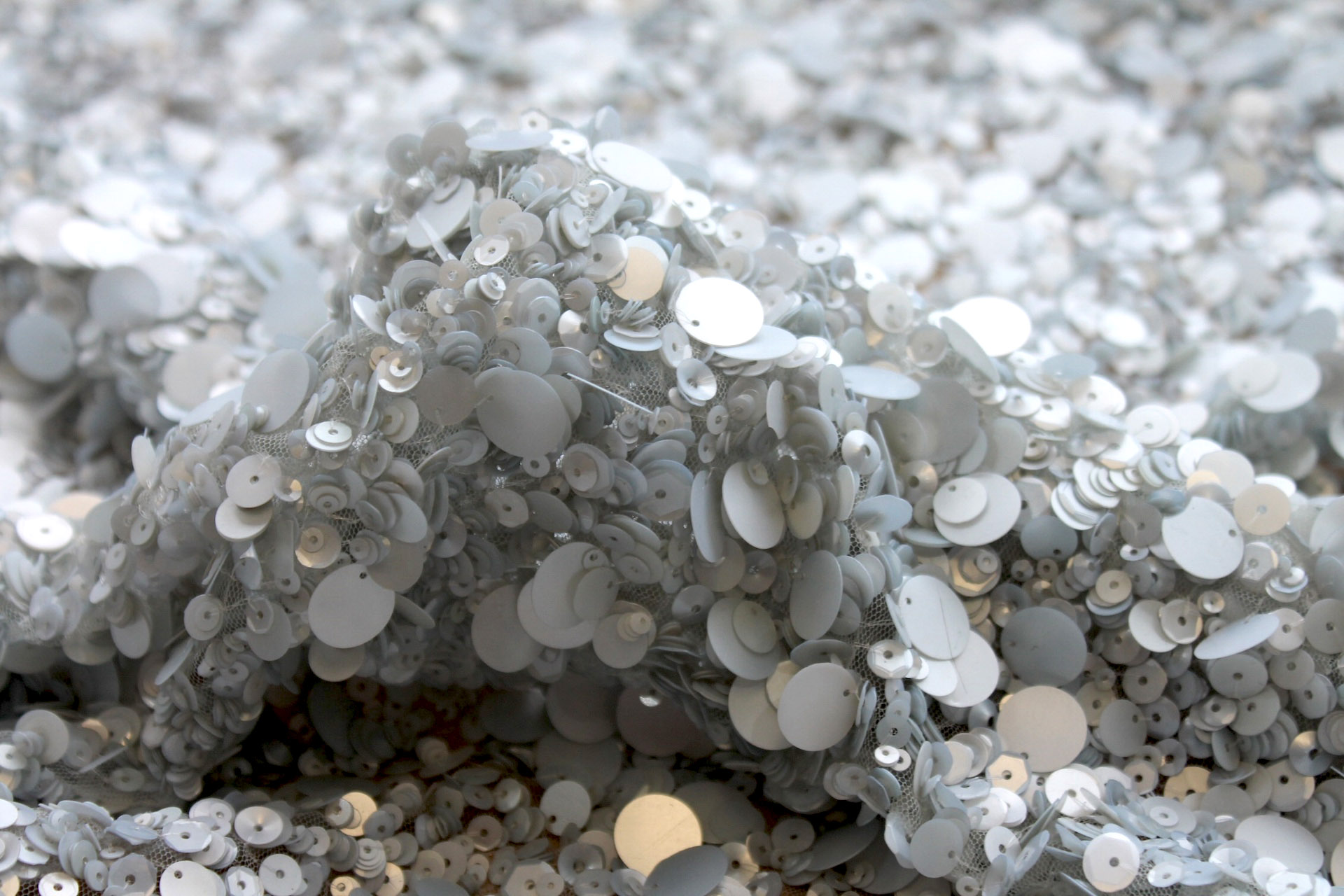 Mixed Sequins On Tulle - Pale Blue fabric, image 4 of 7