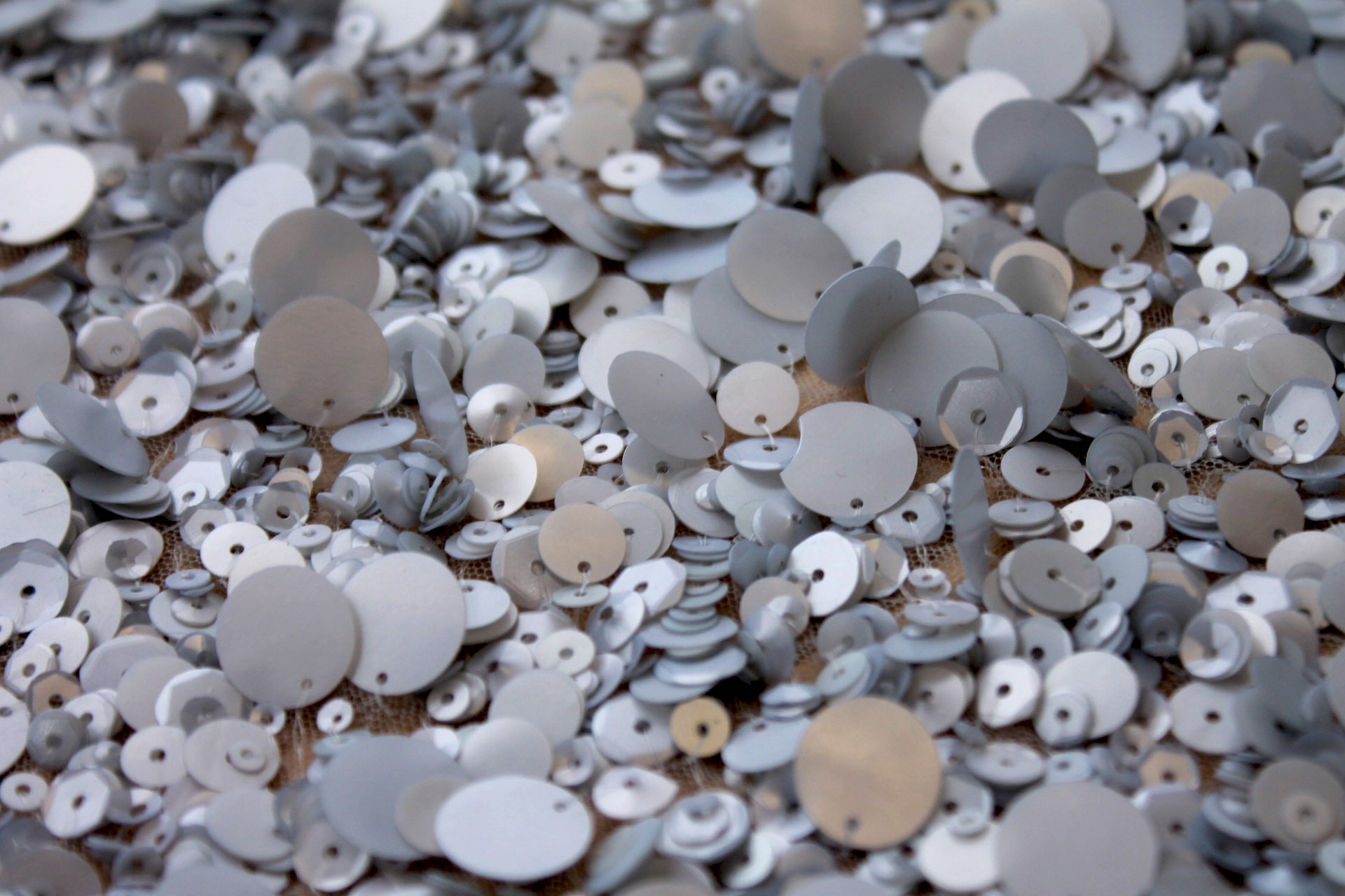 Mixed Sequins On Tulle - Pale Blue fabric, image 6 of 7