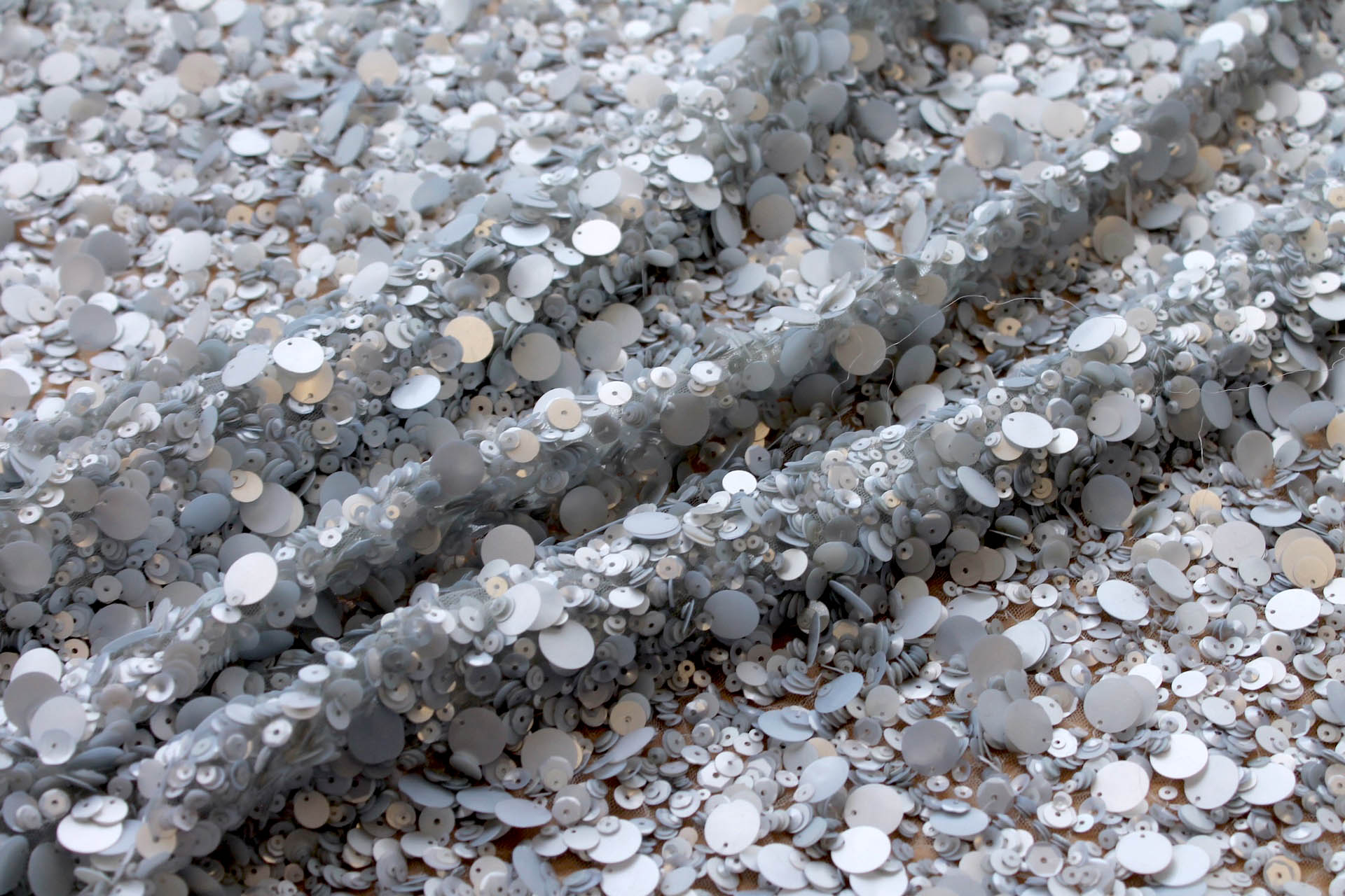 Mixed Sequins On Tulle - Pale Blue fabric, image 7 of 7