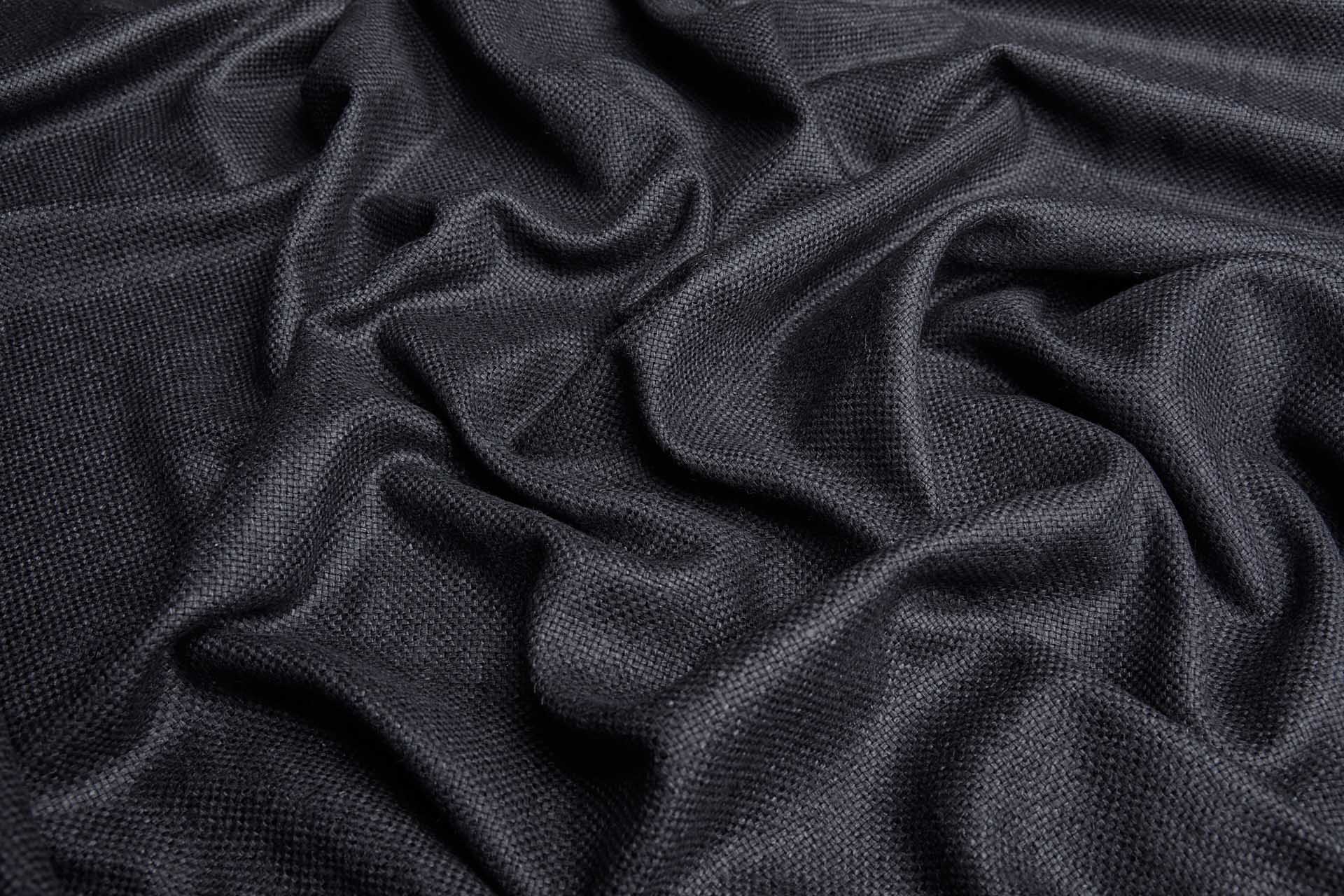 Raw Silk Basket Weave Matka - Black fabric, image 4 of 6