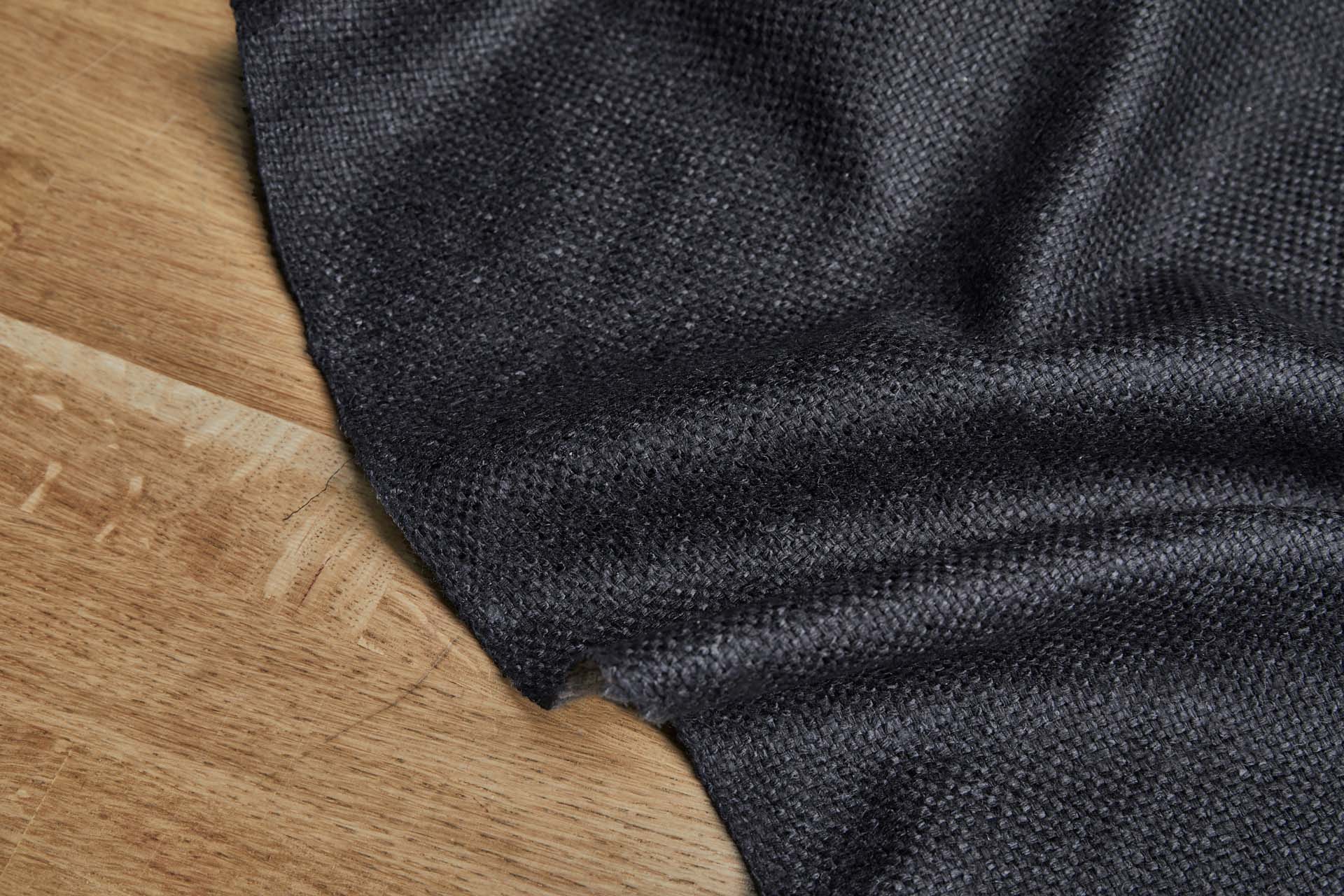 Raw Silk Basket Weave Matka - Black fabric, image 5 of 6