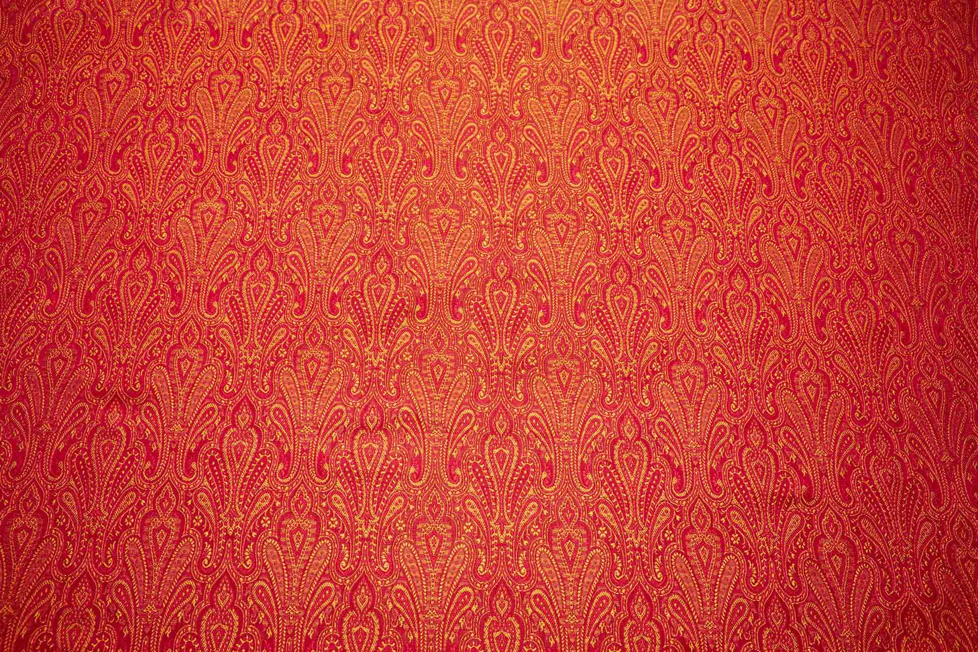 Banaras Brocade - Mustard, Orange and Red fabric, image 10 of 10