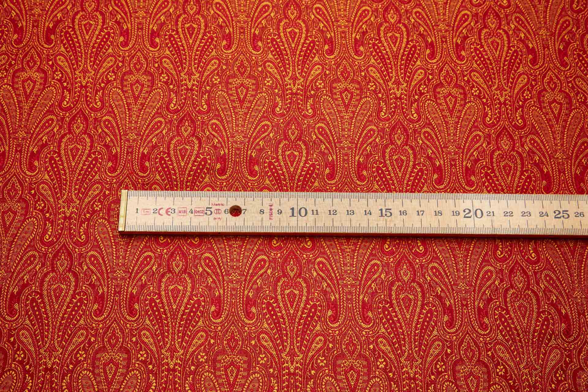 Banaras Brocade - Mustard, Orange and Red fabric, image 9 of 10