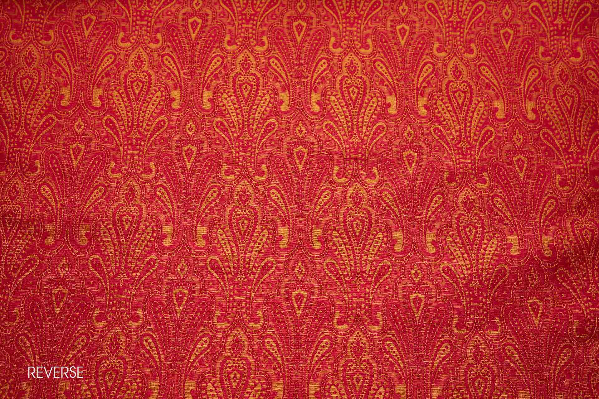 Banaras Brocade - Mustard, Orange and Red fabric, image 4 of 10