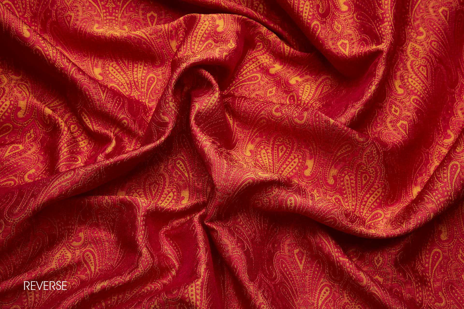 Banaras Brocade - Mustard, Orange and Red fabric, image 8 of 10