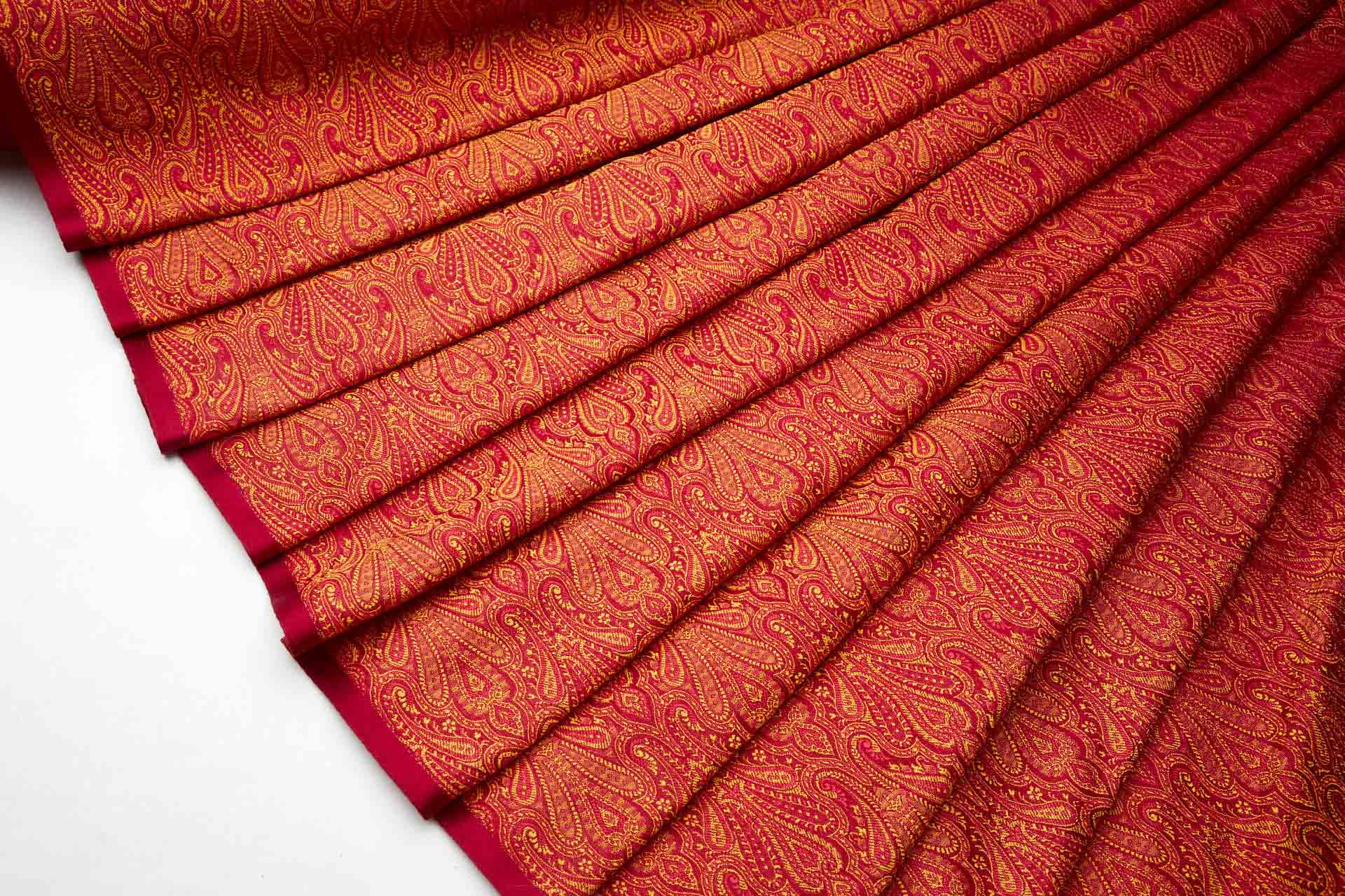 Banaras Brocade - Mustard, Orange and Red fabric