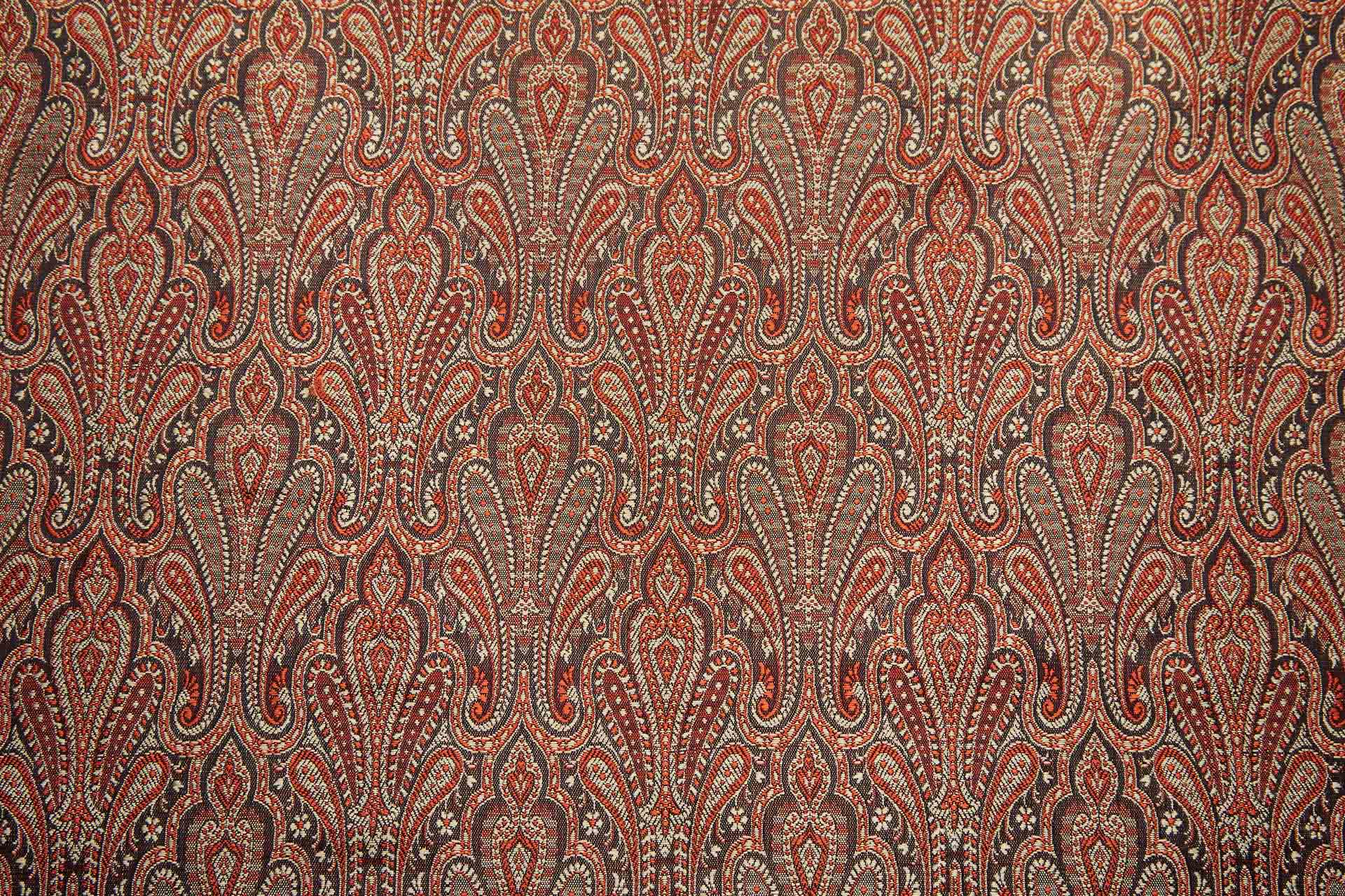 Banaras Brocade - Straw, Orange and Black fabric, image 5 of 11